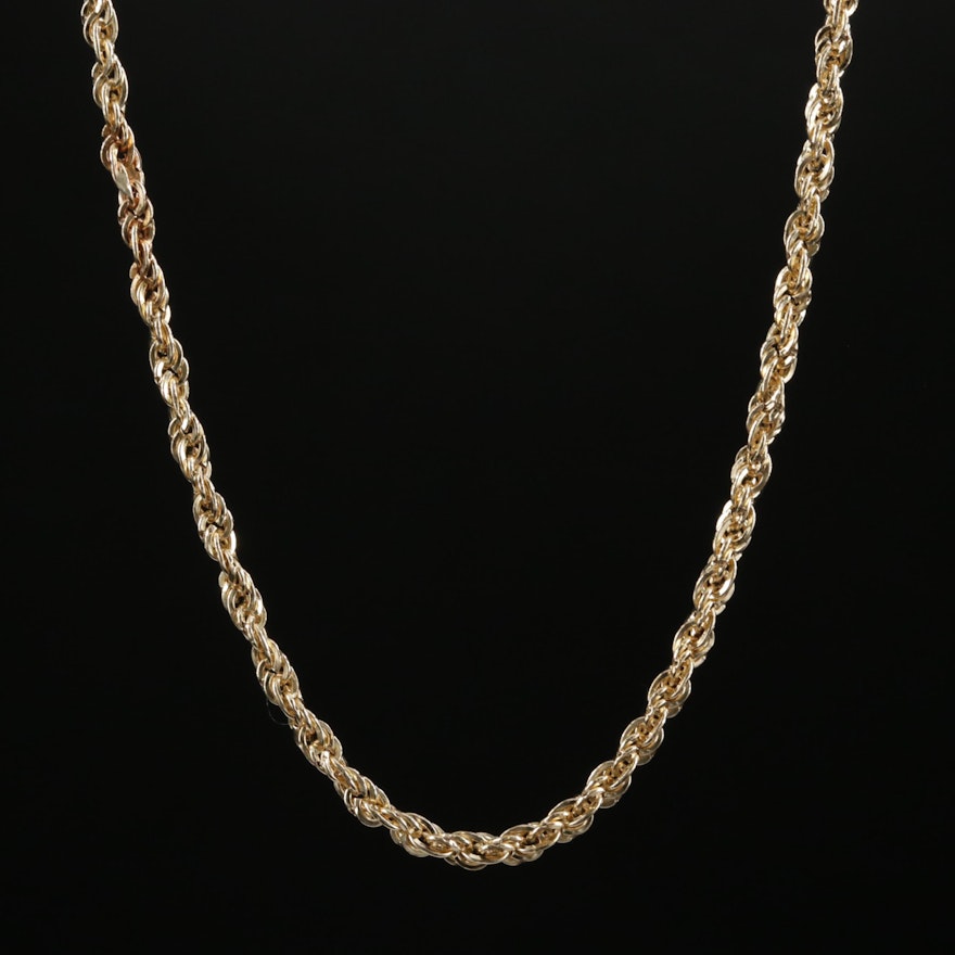 14K Yellow Gold Rope Chain Necklace