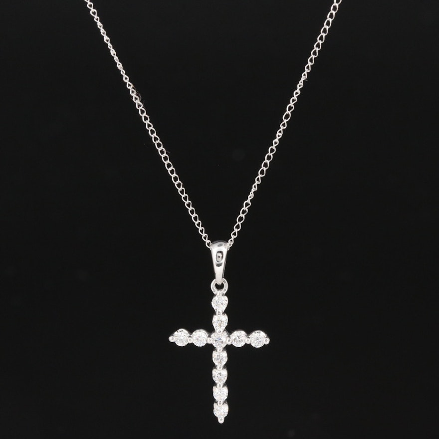 18K and 14K Gold Diamond Cross Pendant Necklace