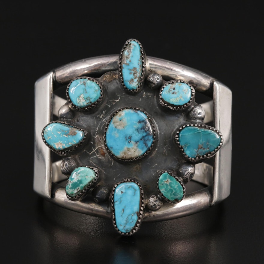 Southwestern Style Sterling Turquoise Nugget Cuff