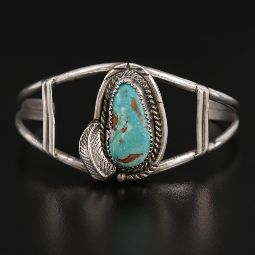 Southwestern Style Sterling Silver Turquoise Cuff Bracelet