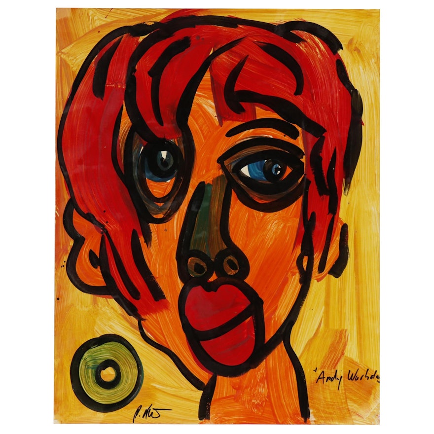 Peter Keil Abstract Oil Portrait "Andy Warhol"