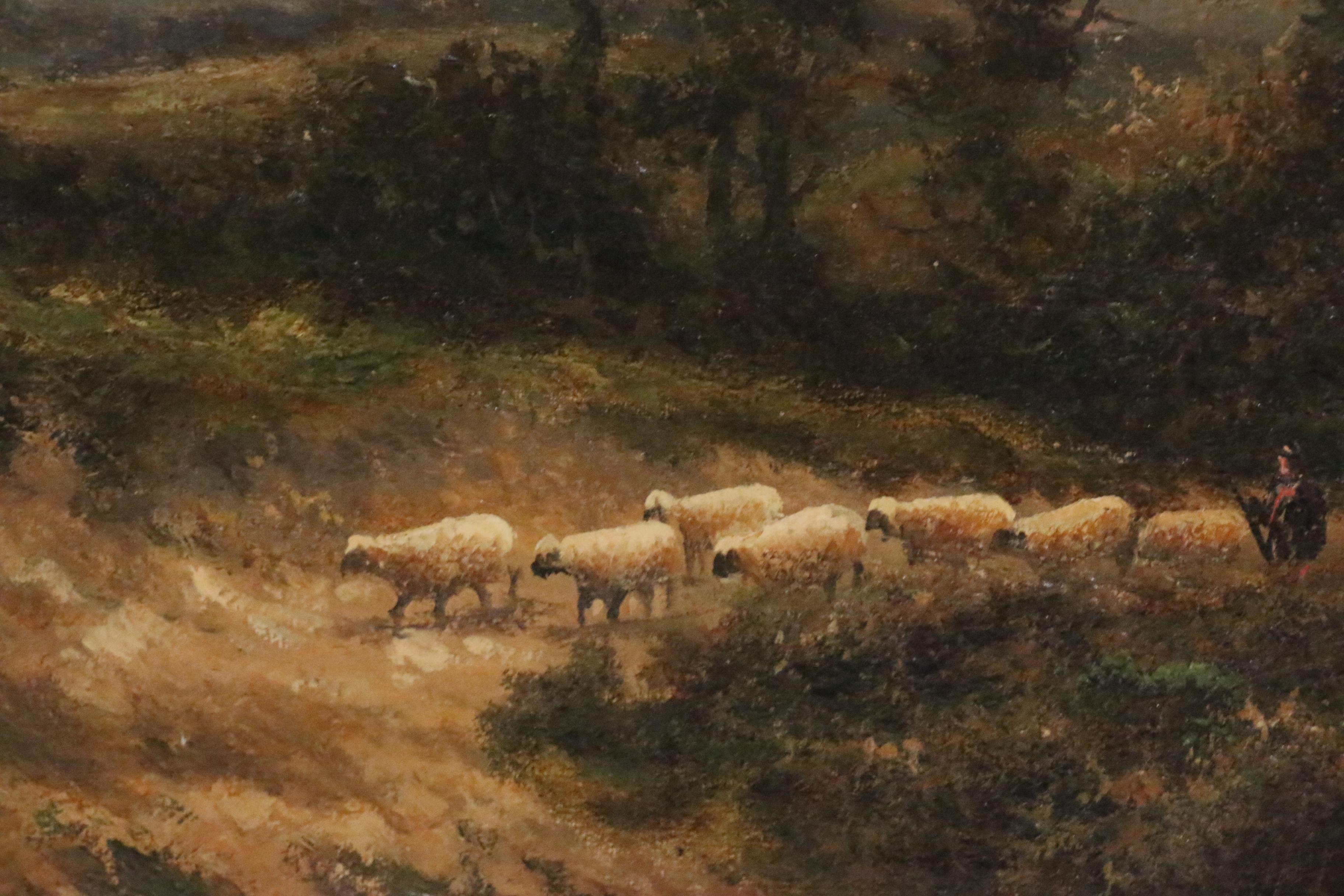 Attributed to Henry Cooper Oil Painting of Pastoral Landscape