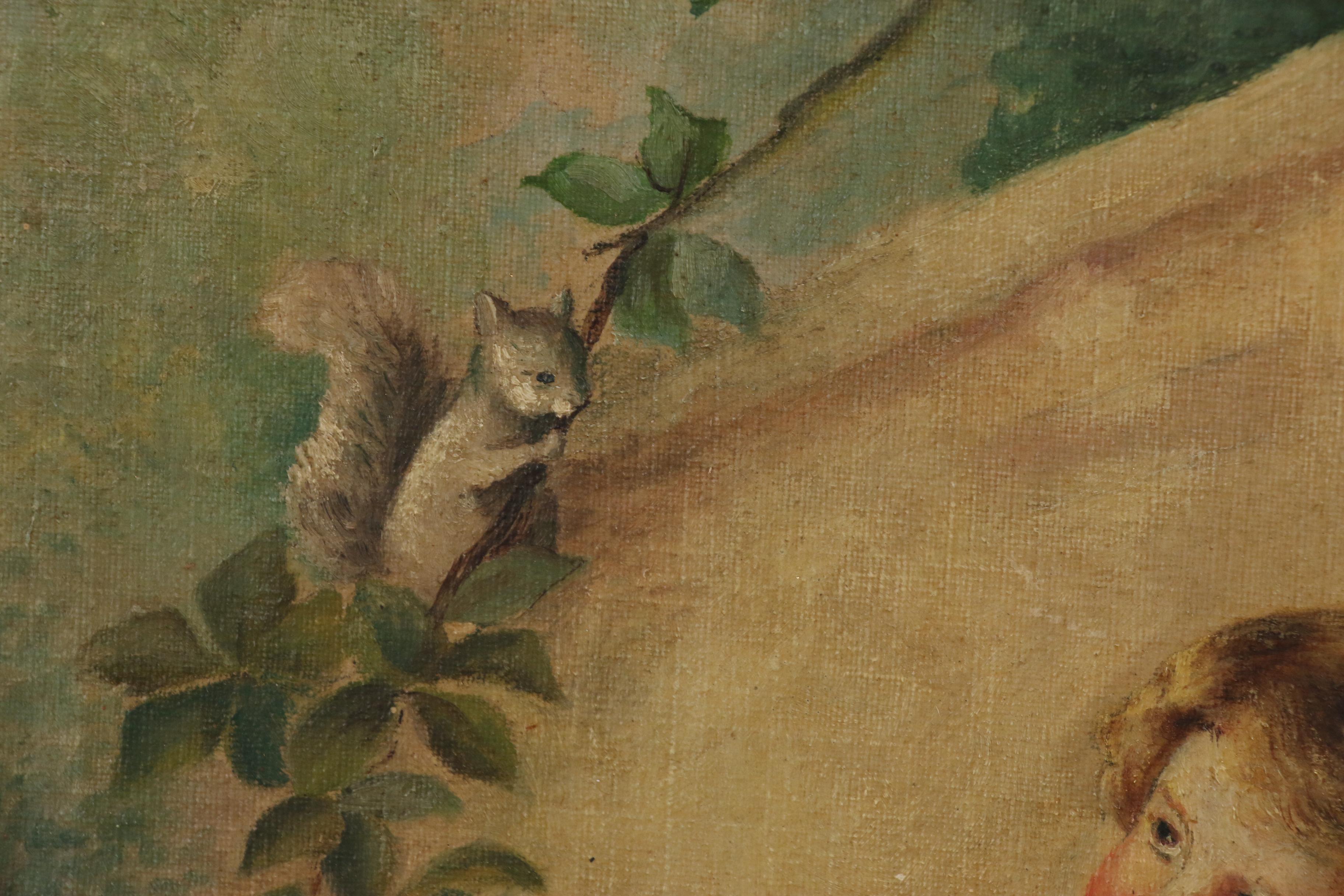 Oil Painting After Annie Benson Müller "Unexpected Visitor"