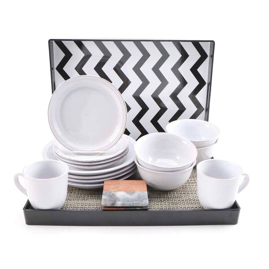 American Atelier Stoneware Dinnerware, Serving Trays, Place Mats and Coasters