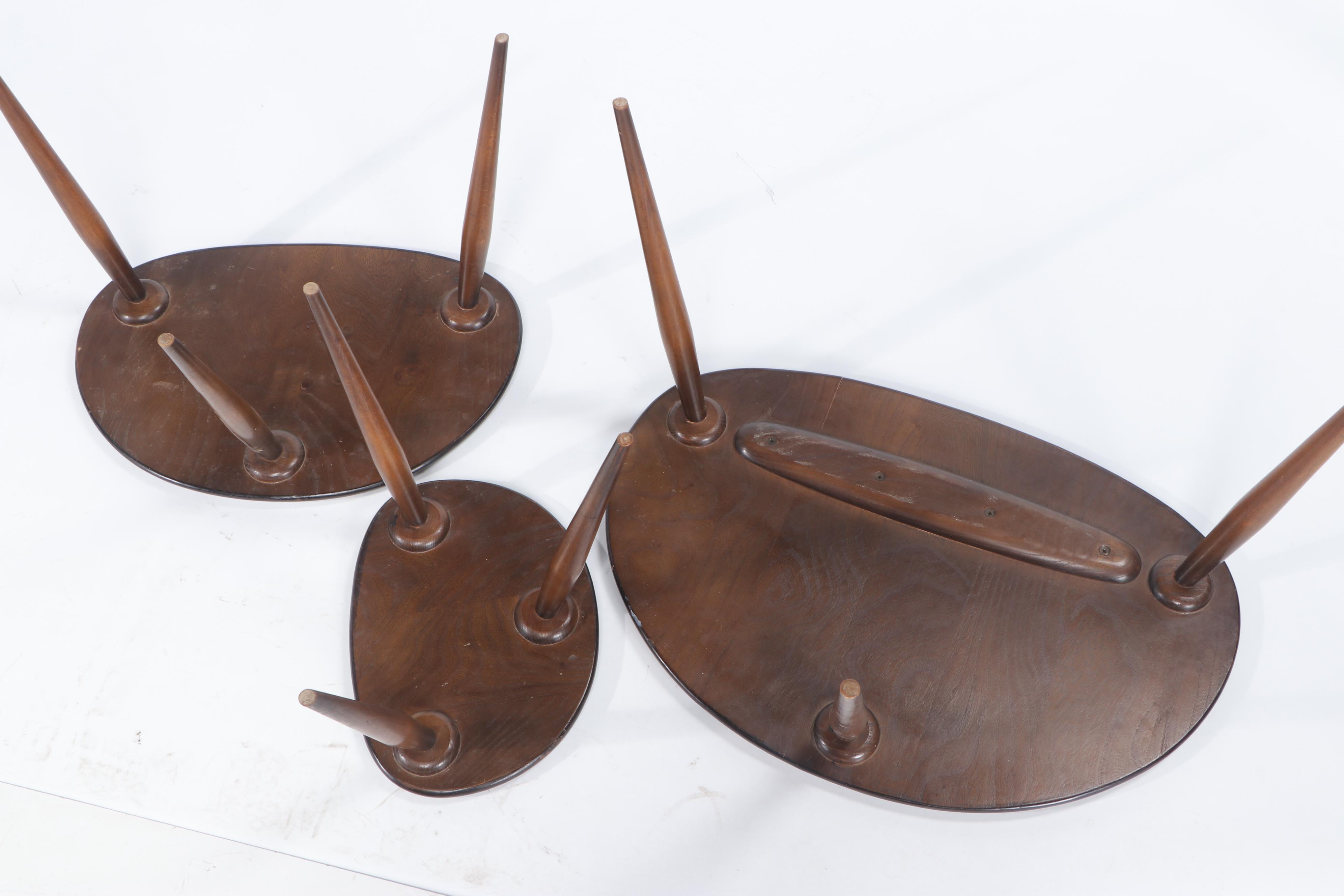 Ercol "Pebble" Mid Century Modern Elmwood Nesting Tables