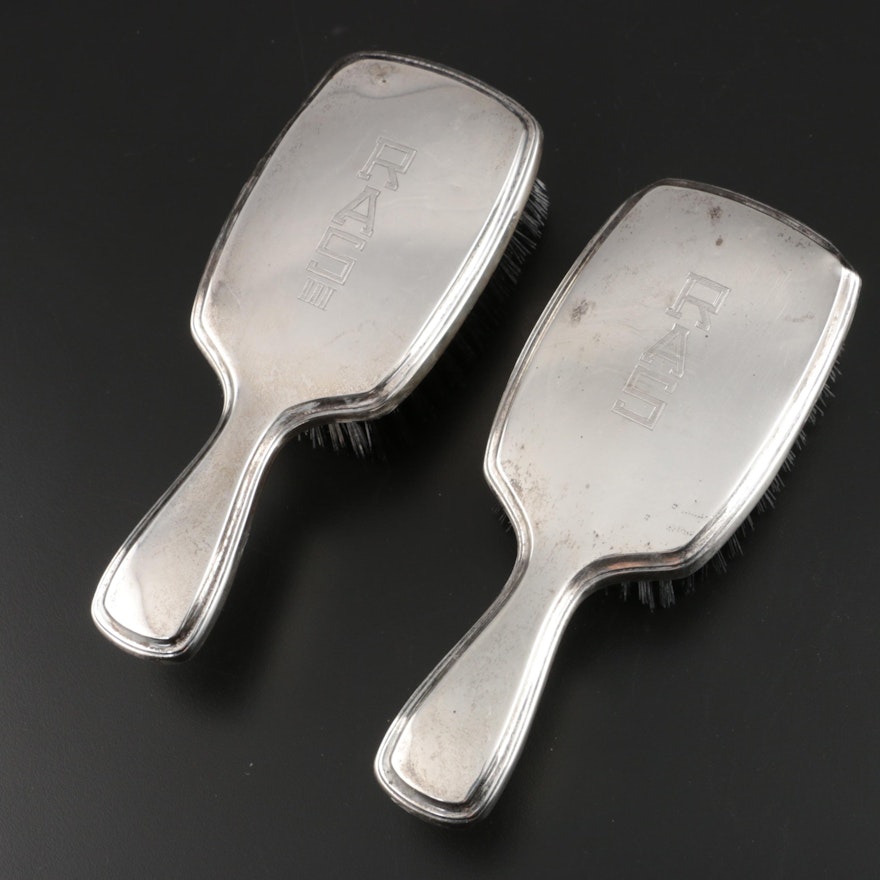 R. Blackinton & Co. Sterling Silver Hair Brushes, Early to Mid 20th Century