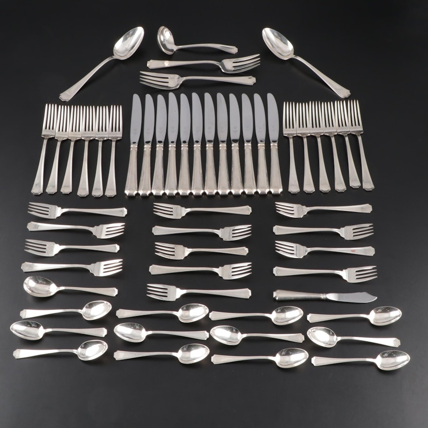 Gorham "Fairfax" Sterling Silver Flatware with Chest, Early to Mid 20th Century