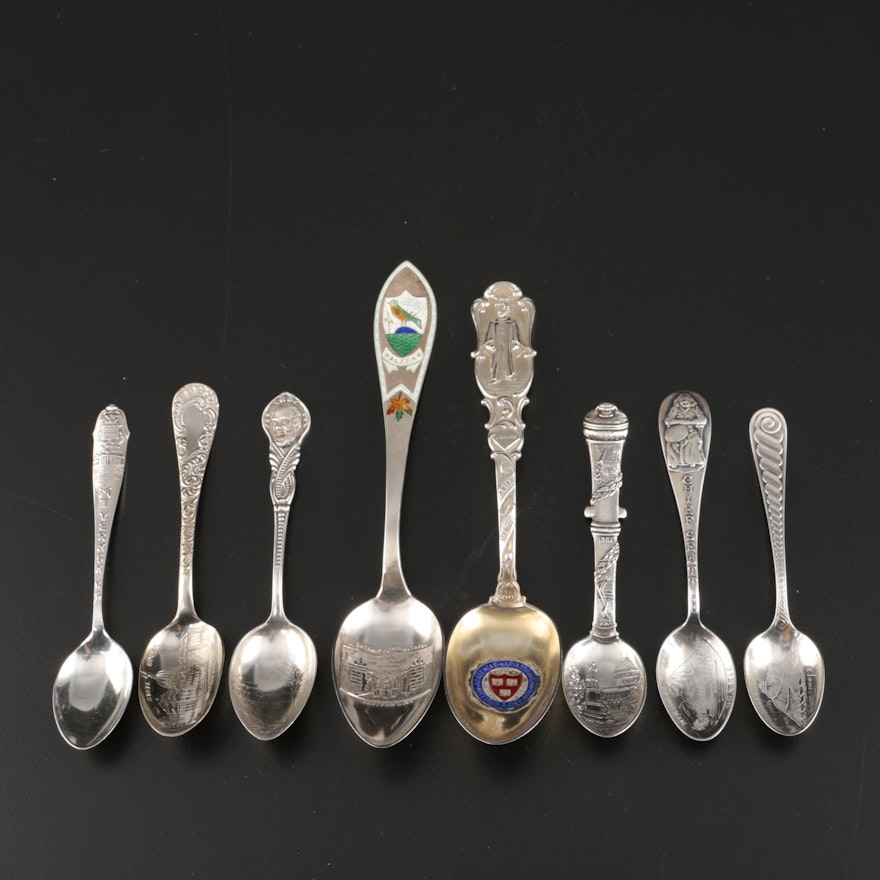 Sterling Silver Souvenir Spoons Including Towle and Charles M. Robbins