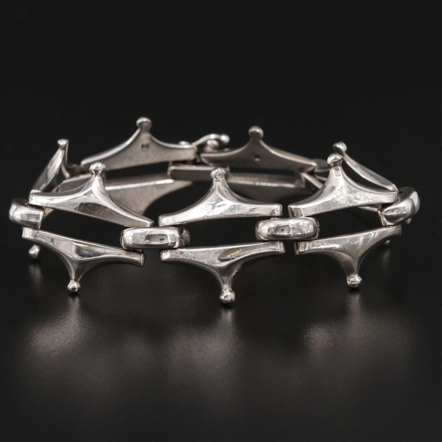 Egyptian Sterling Silver Fancy Link Bracelet