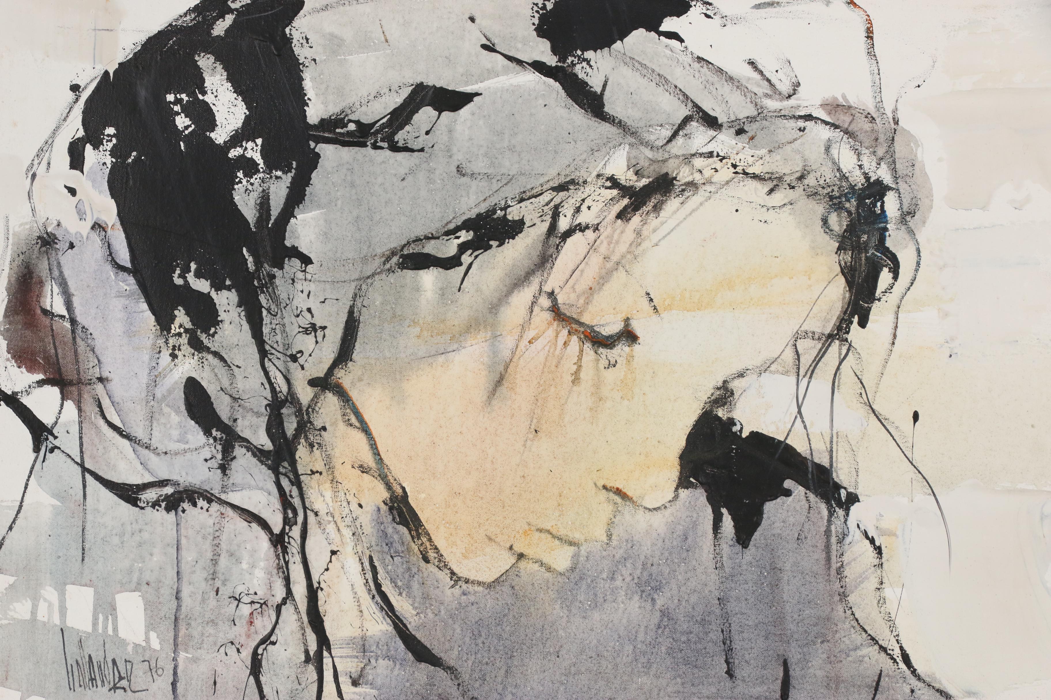 Gino Hollander Oil Painting of Female Figure, 1976