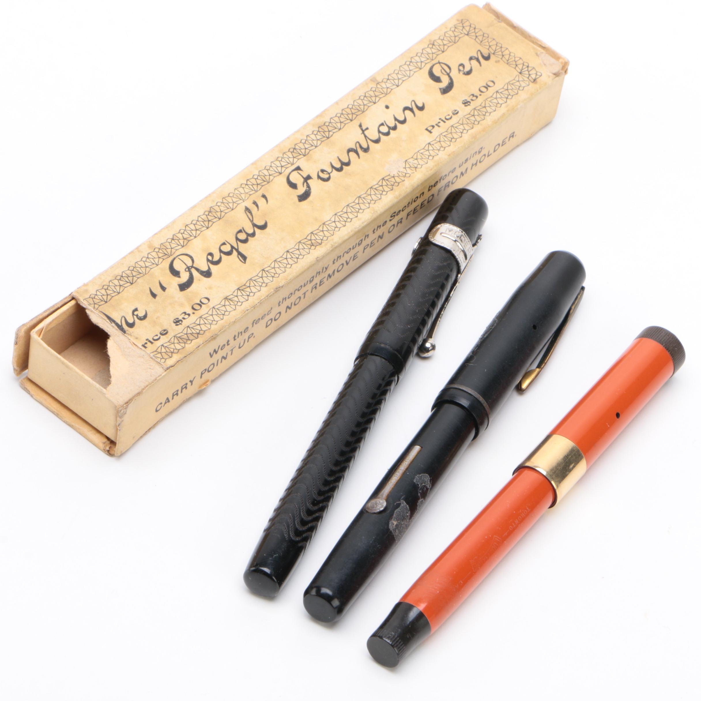 Parker Lady Duofold Lucky Curve Fountain Pen with other Pens