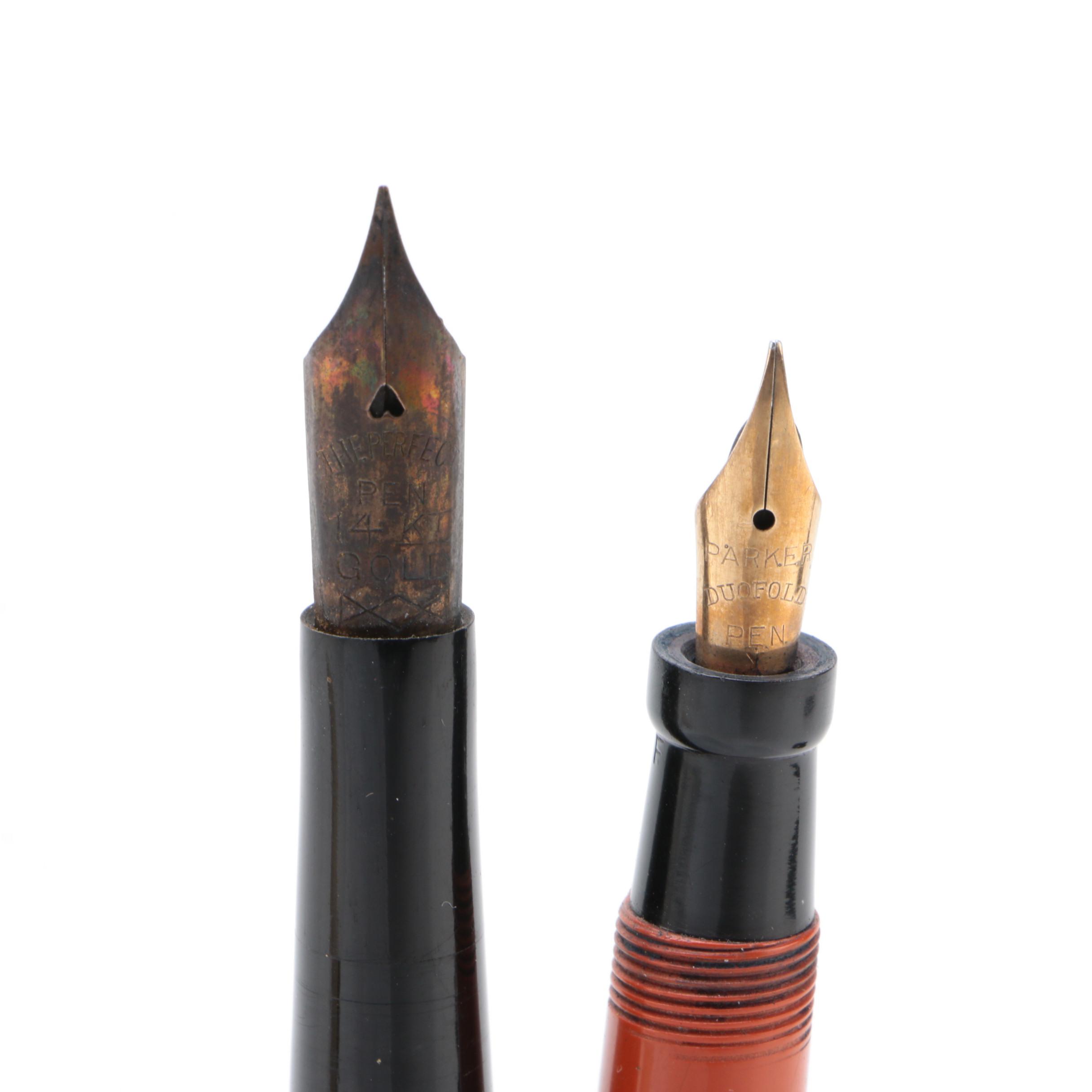 Parker Lady Duofold Lucky Curve Fountain Pen with other Pens