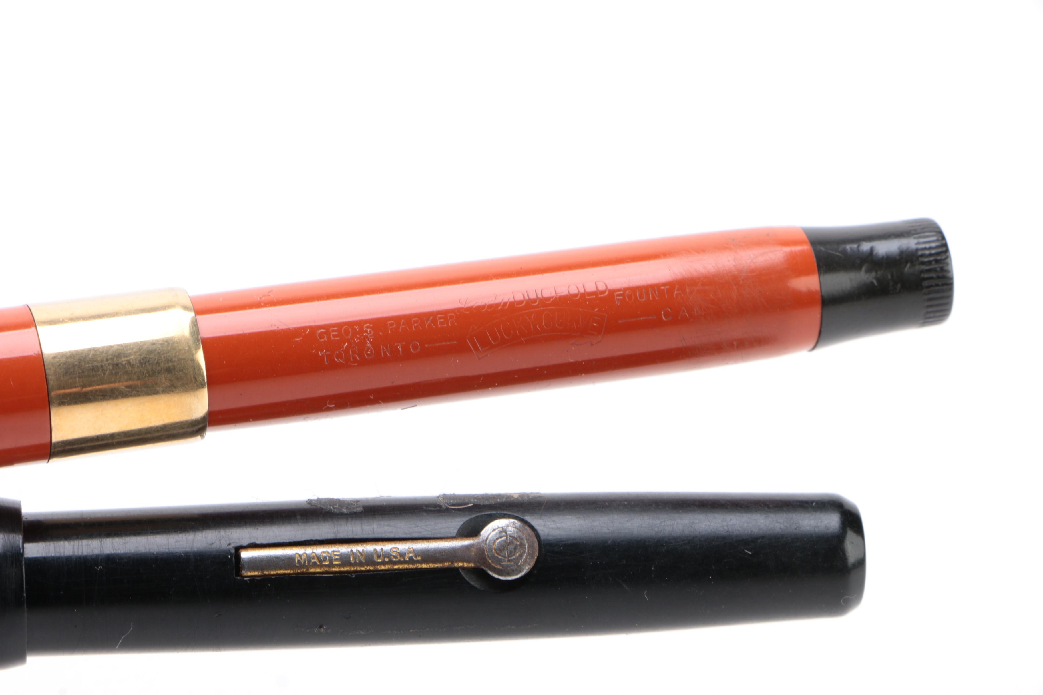 Parker Lady Duofold Lucky Curve Fountain Pen with other Pens