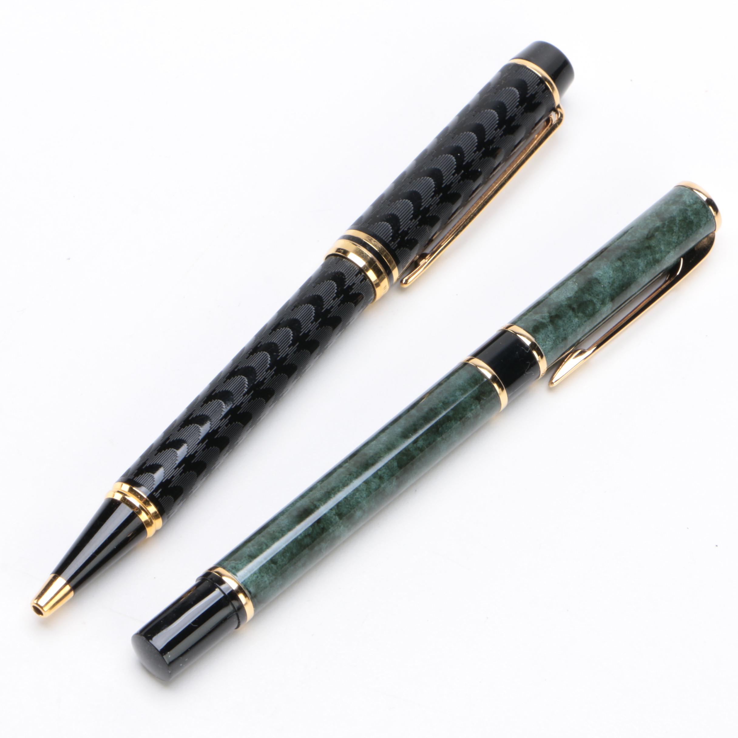 Waterman Le Man Opera Guilloche and Phileus Green Ballpoint Pens