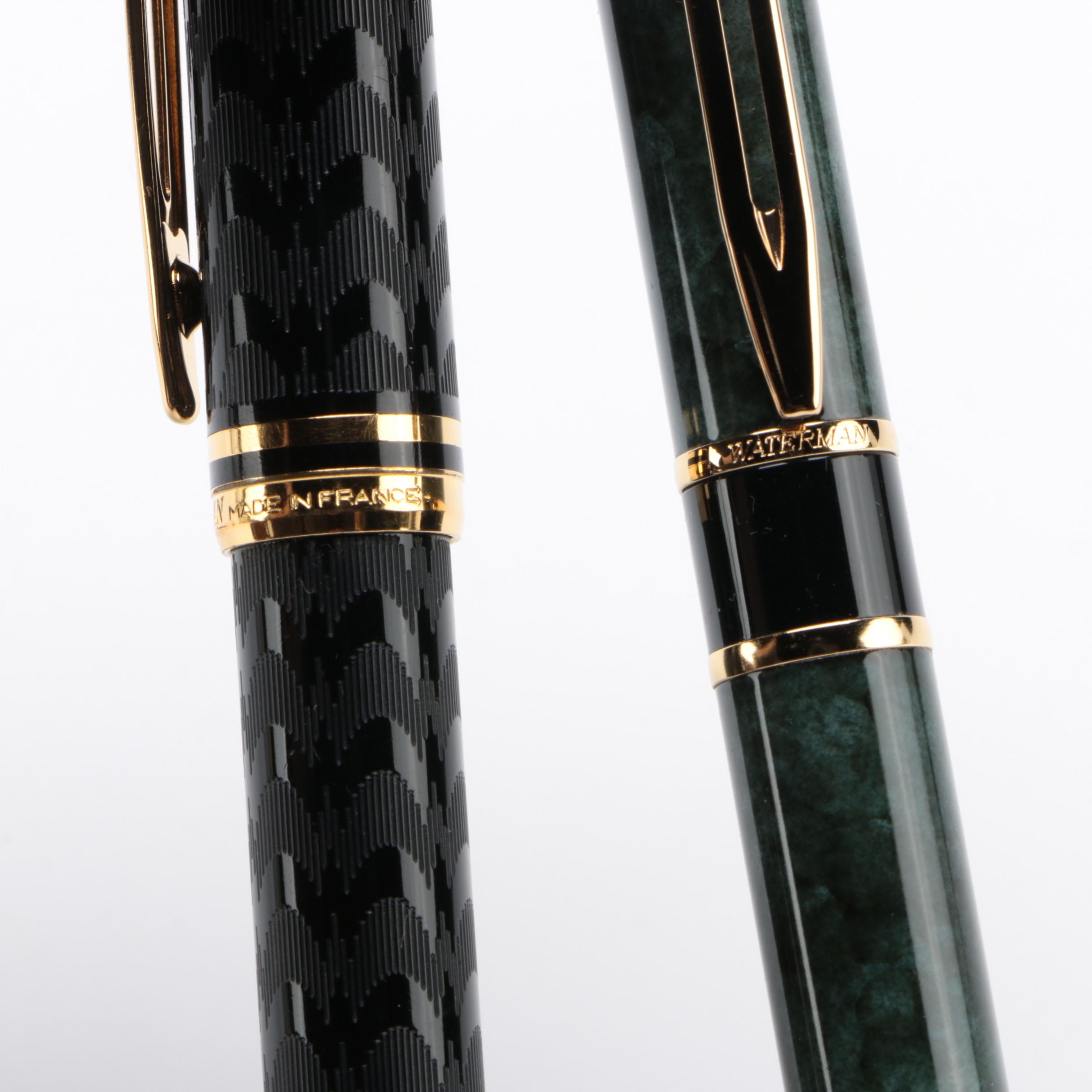 Waterman Le Man Opera Guilloche and Phileus Green Ballpoint Pens