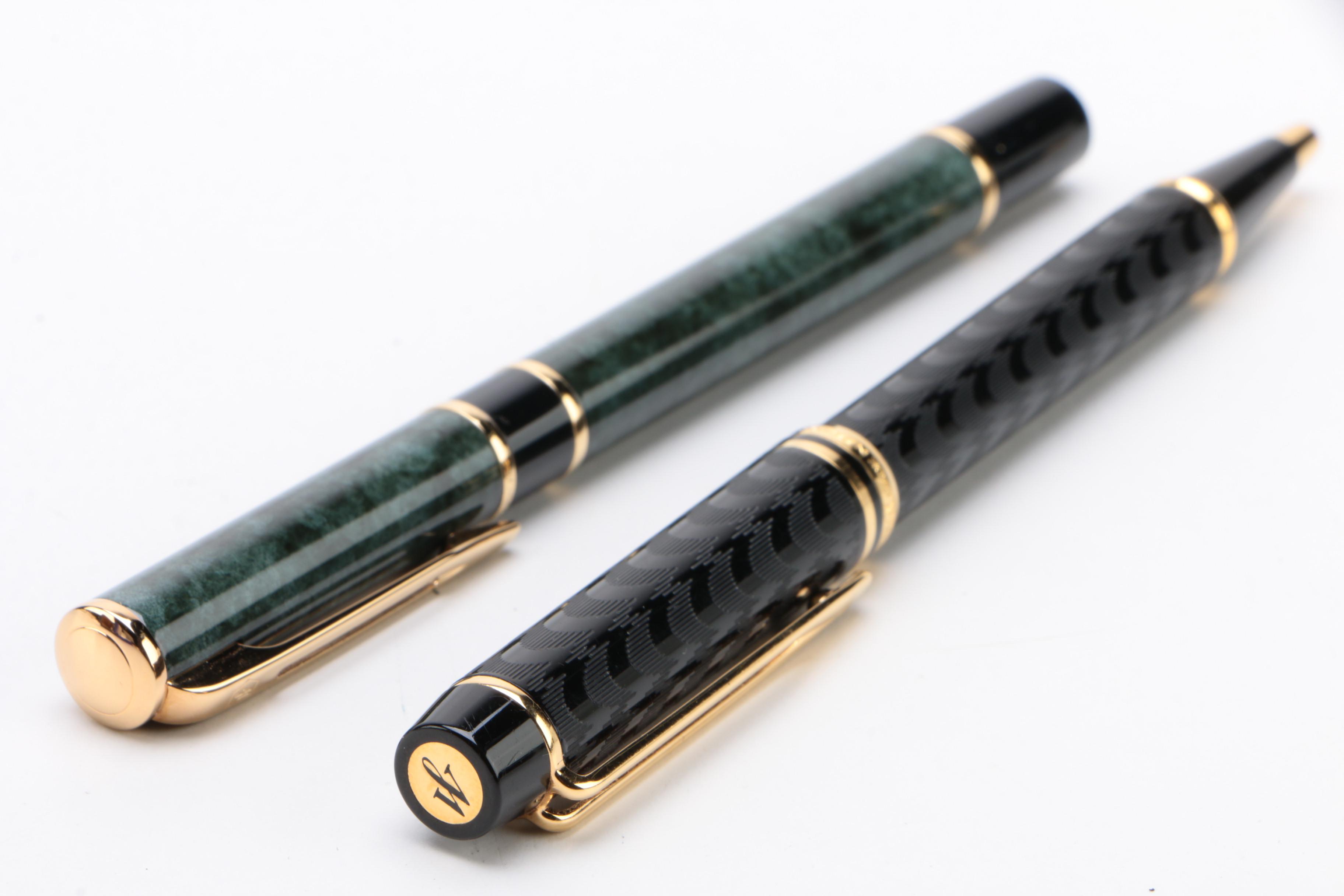 Waterman Le Man Opera Guilloche and Phileus Green Ballpoint Pens