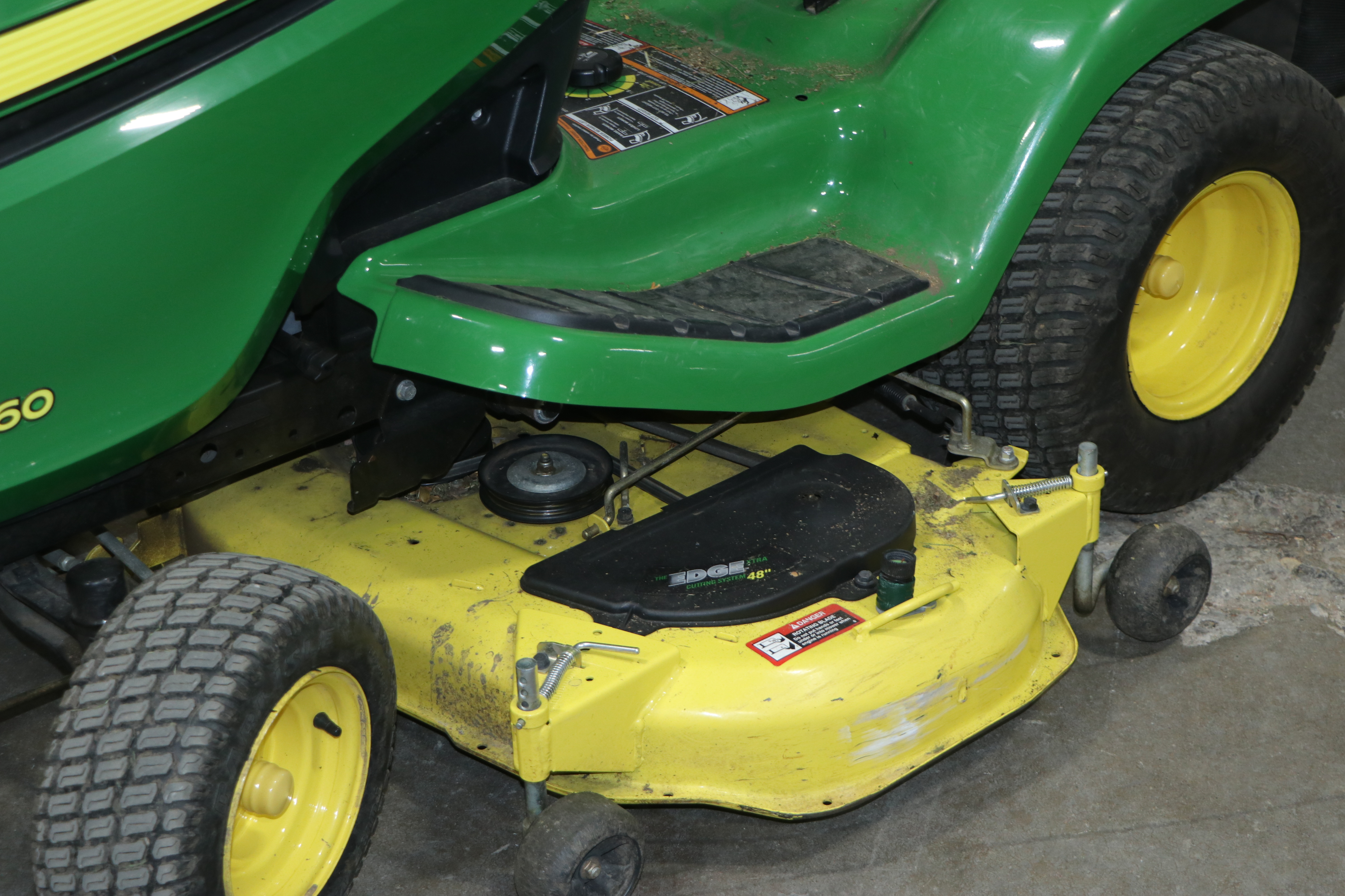 2015 John Deere X360 Tractor with 48" Deck, 7 Bushel Bagger, Low Hours