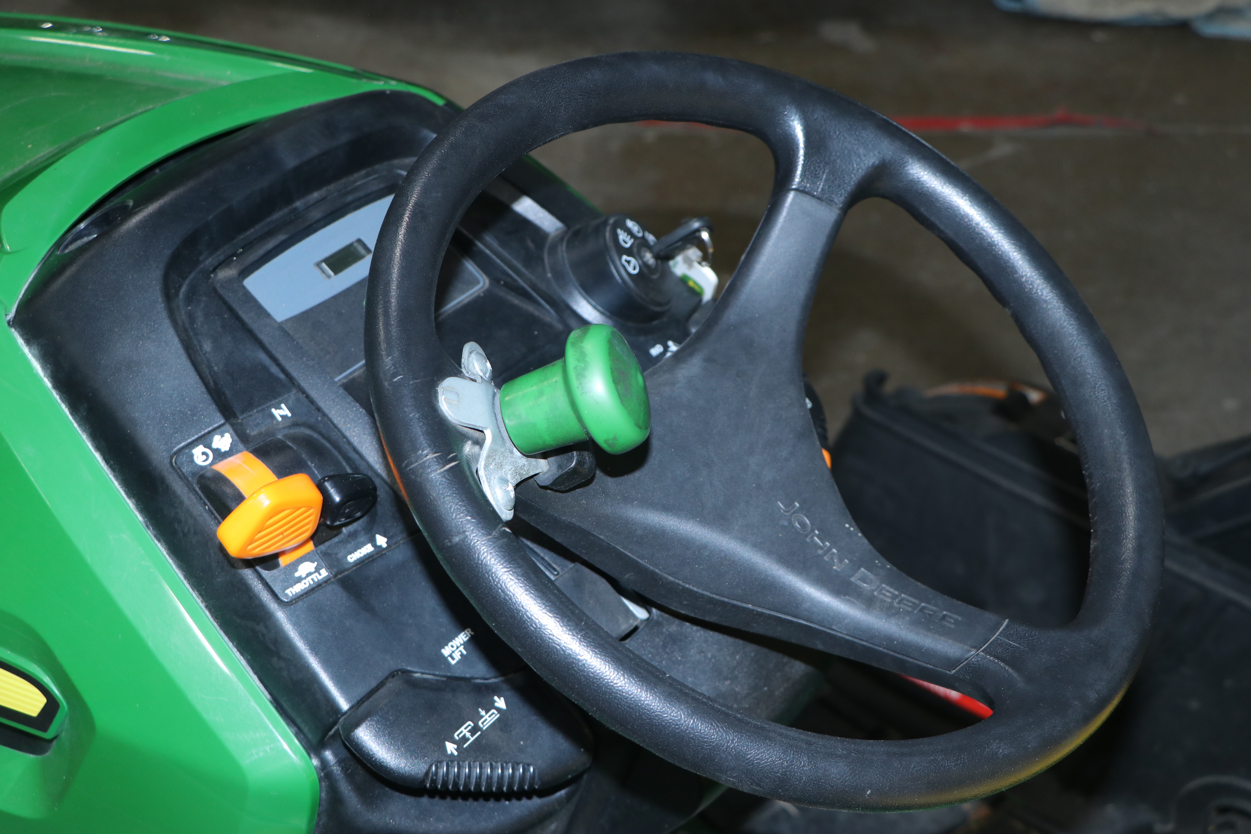 2015 John Deere X360 Tractor with 48" Deck, 7 Bushel Bagger, Low Hours