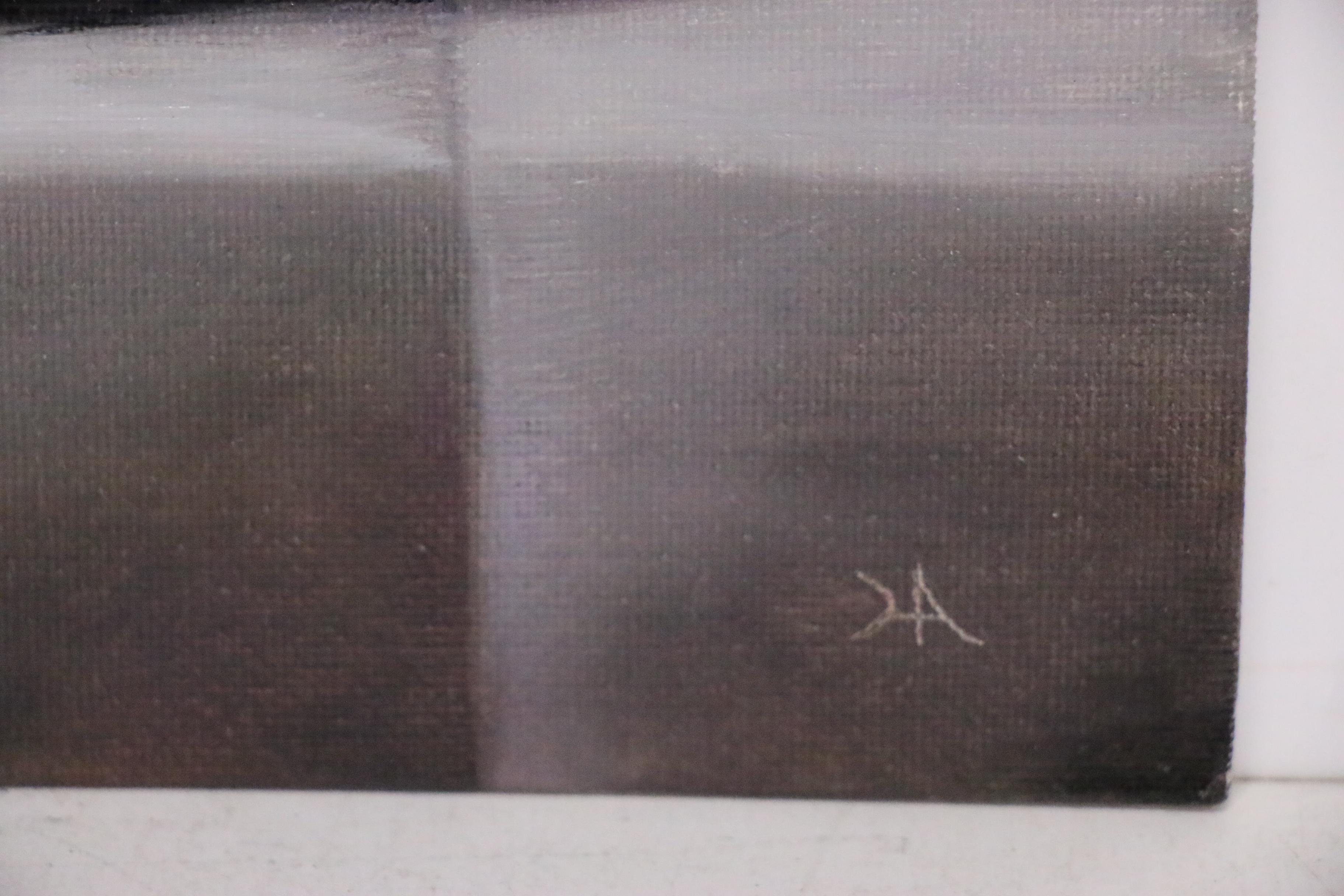 Houra H. Alghizzi Oil Painting"Purple Flowers in Black Vase"