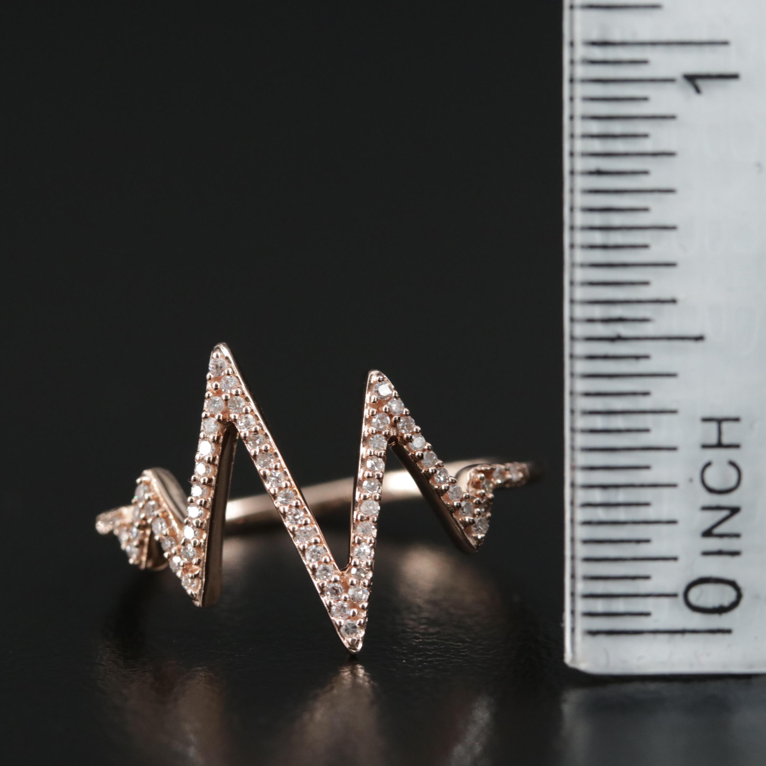 10K Gold Diamond Zig-Zag Ring
