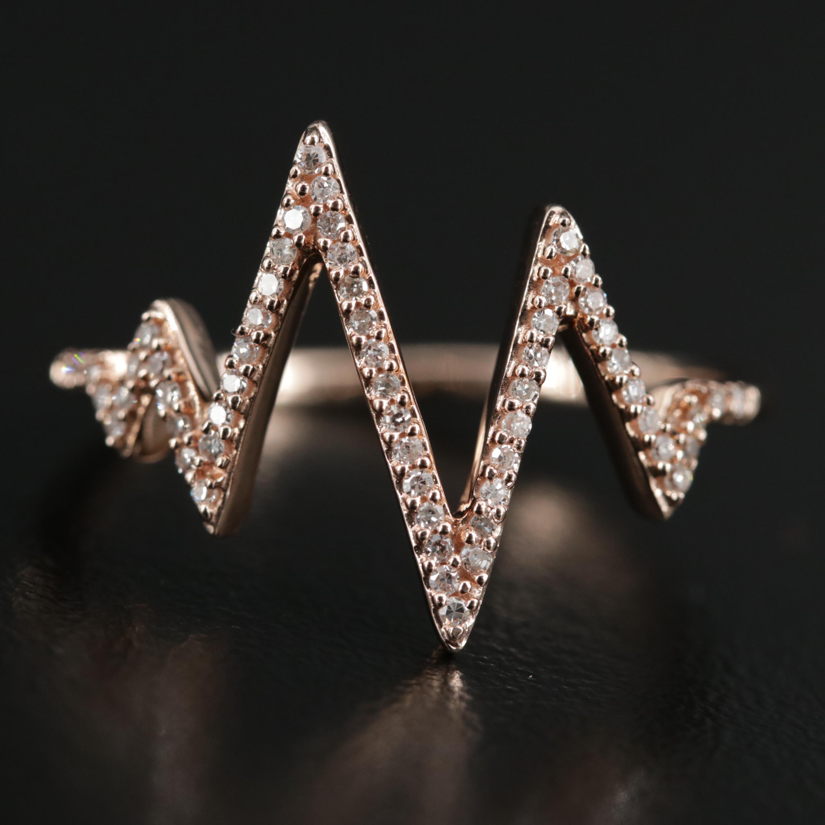 10K Gold Diamond Zig-Zag Ring