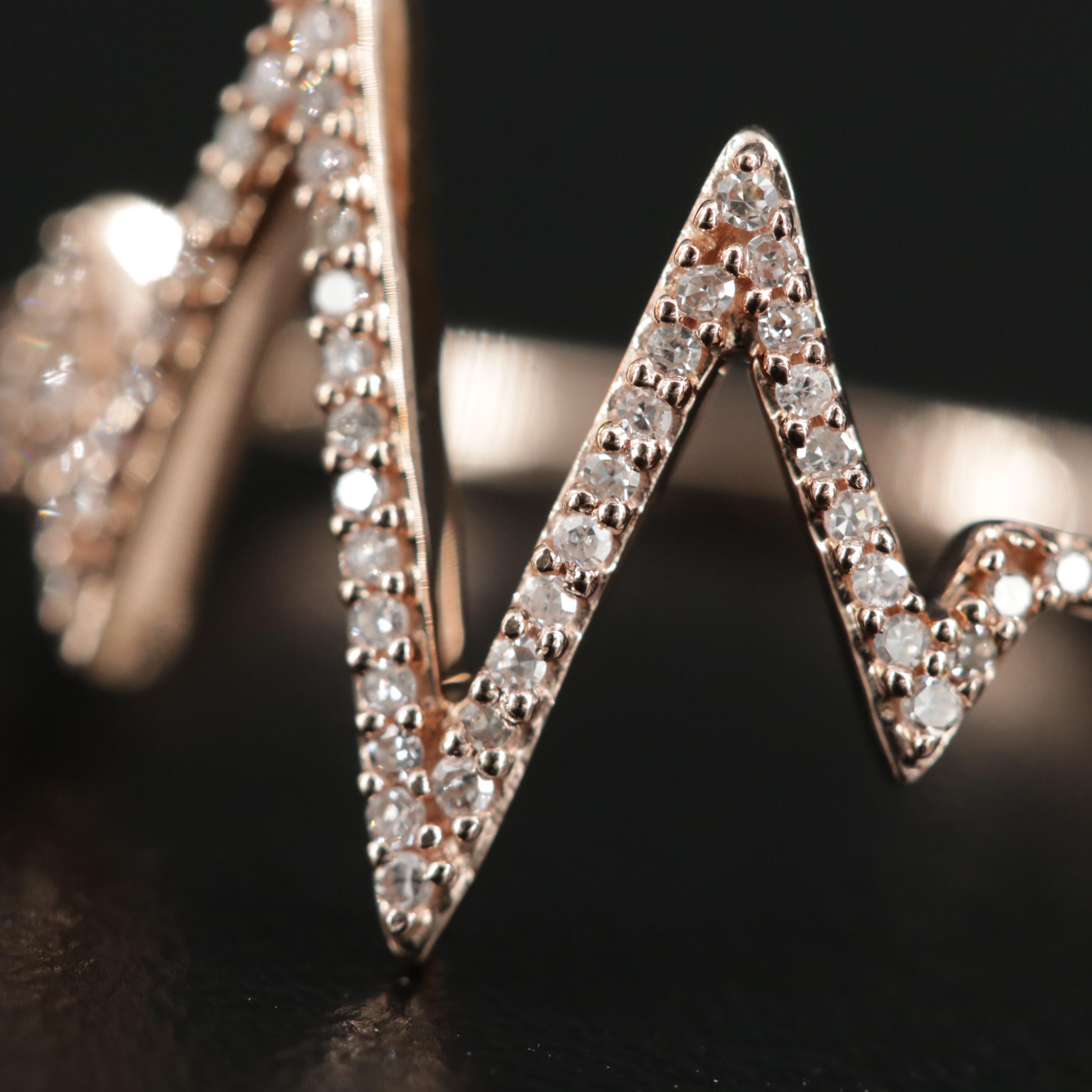 10K Gold Diamond Zig-Zag Ring