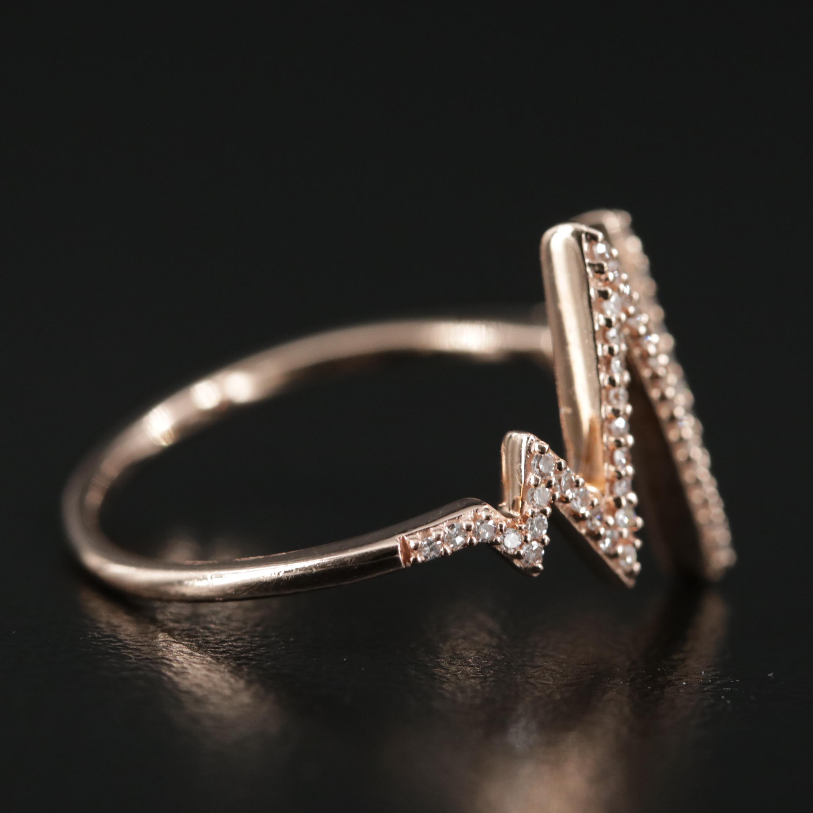 10K Gold Diamond Zig-Zag Ring