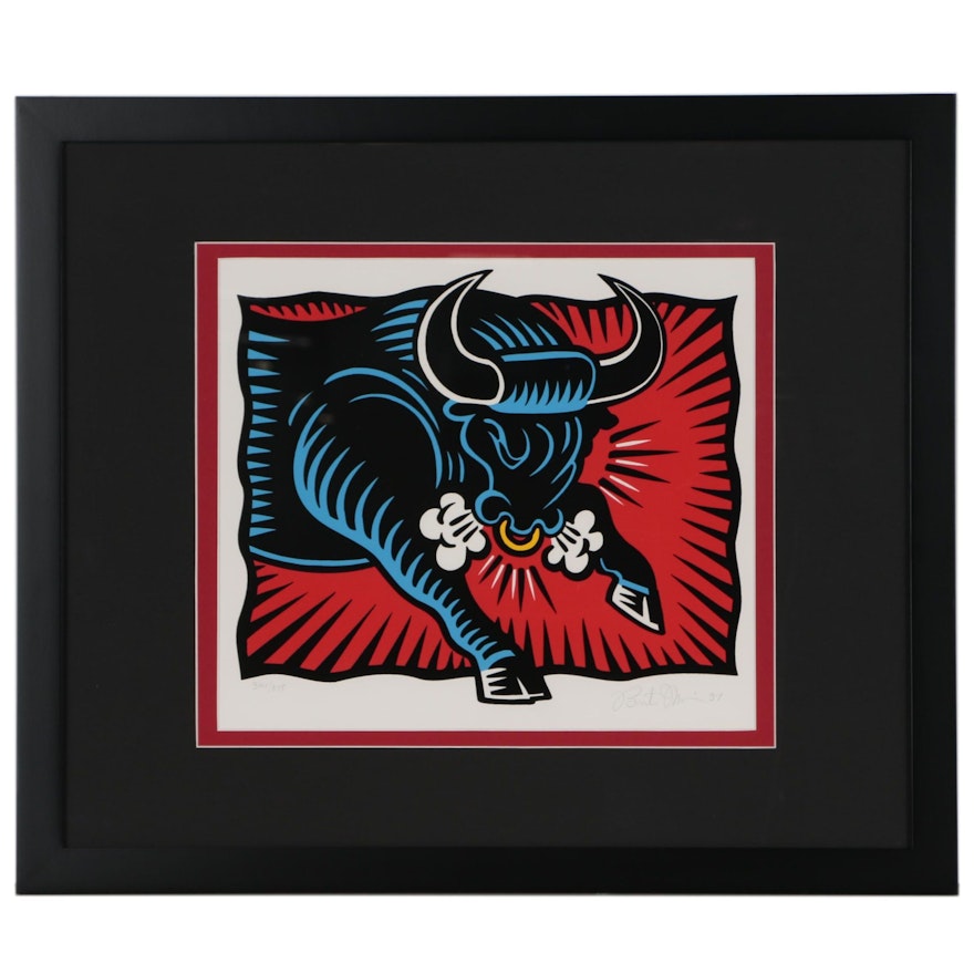 Burton Morris Pop Art Serigraph "The Bull", 1997