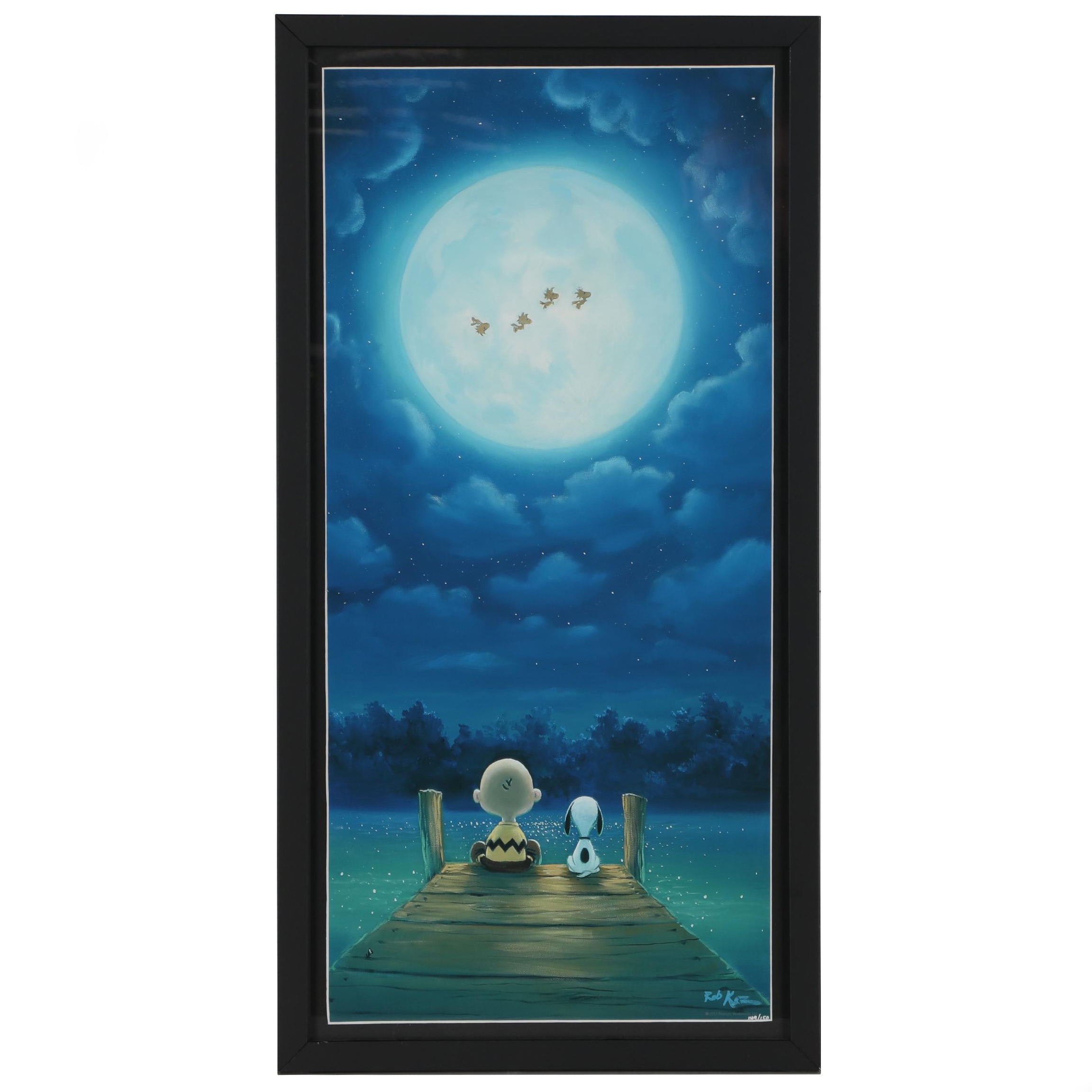 Giclée After Rob Kaz Peanuts Illustration "Woodstock Over the Dock"