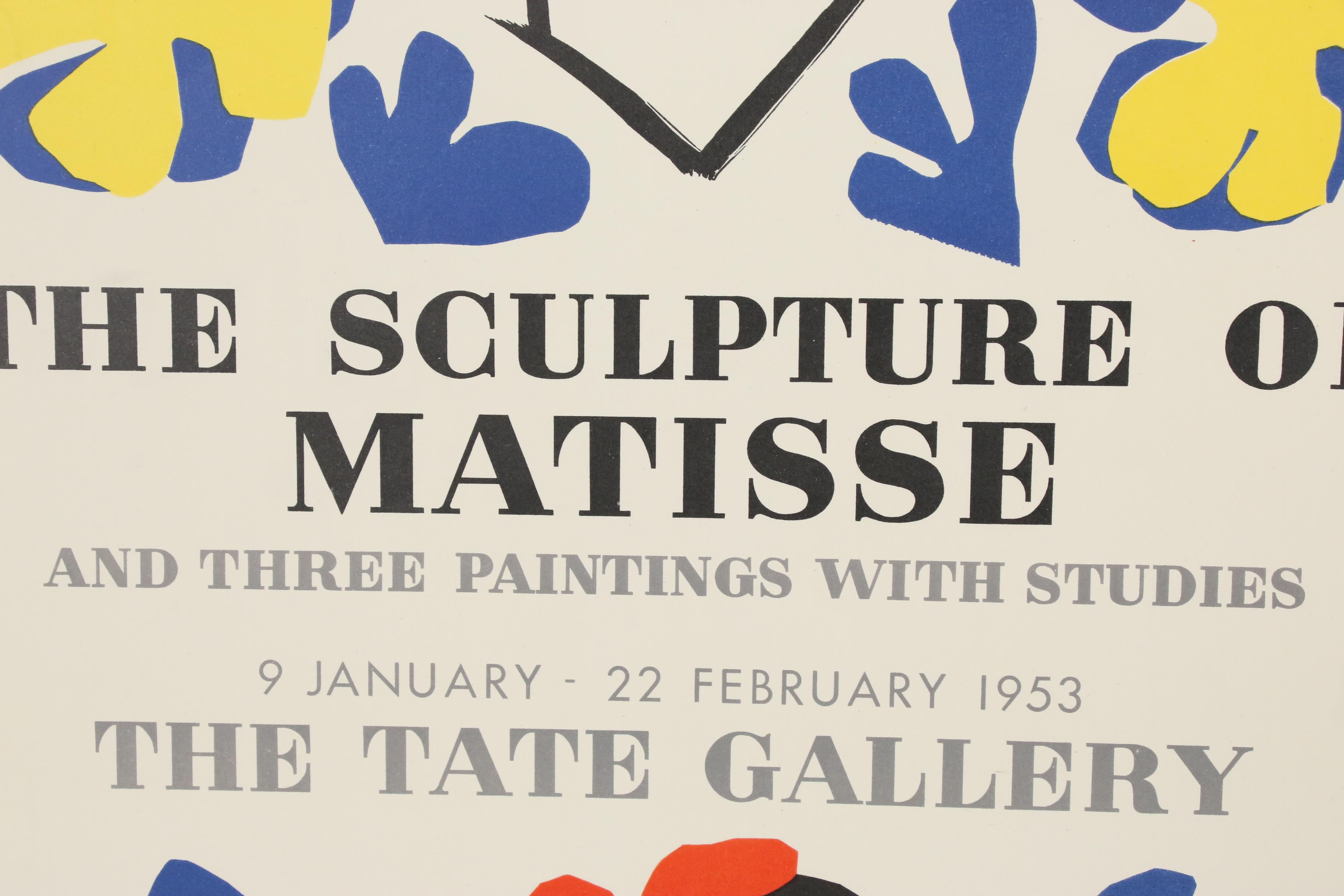 Henri Matisse Tate Gallery "The Sculpture of Matisse" Exhibition Poster, 1953
