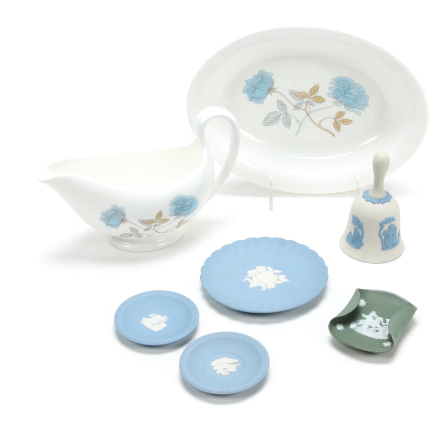 Wedgwood Jasperware Plates and Bone China "Ice Rose" Serveware