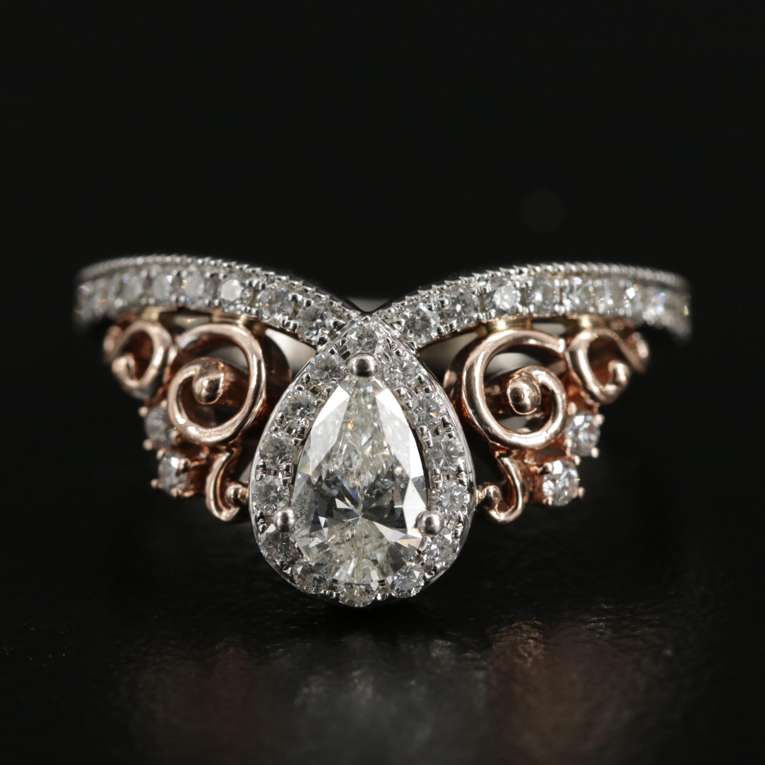 Enchanted Disney 14K Gold 1.24 CTW Diamond Tiara Bridal Ring Set