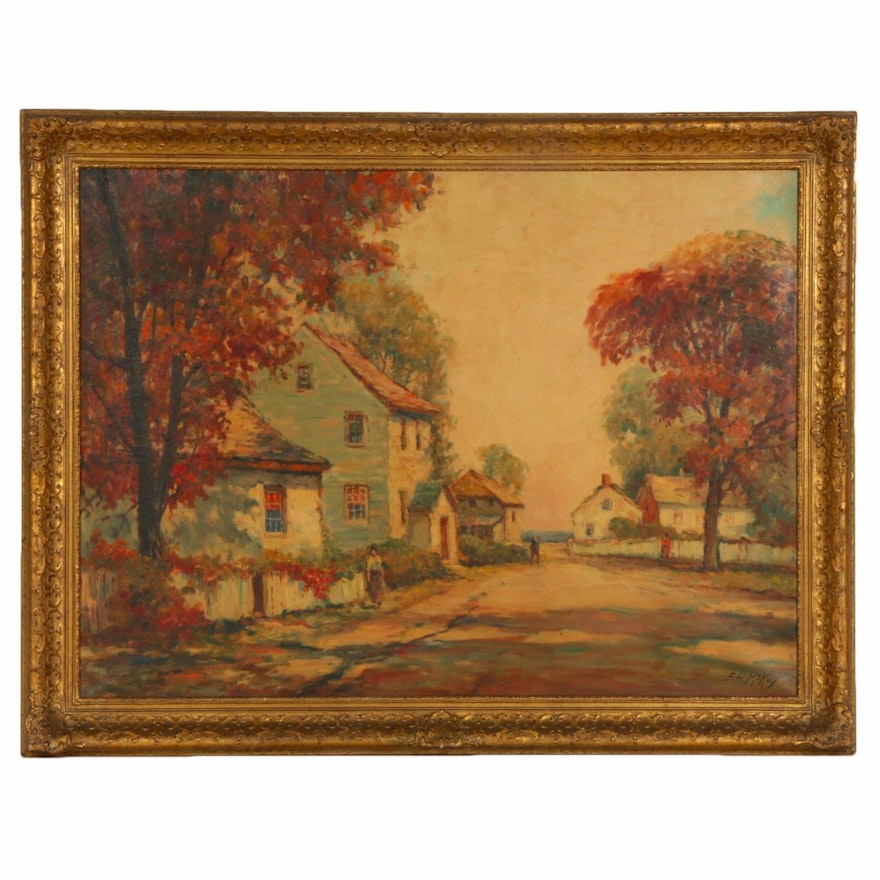 Frances H. McKay Village Scene Oil Painting