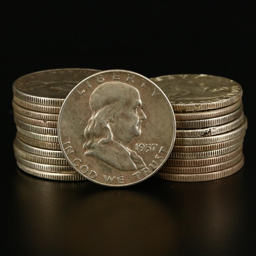 Twenty-Two Franklin Silver Half Dollars