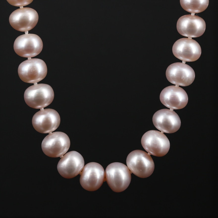 Hand Knotted Pink Cultured Pearl Strand Necklace