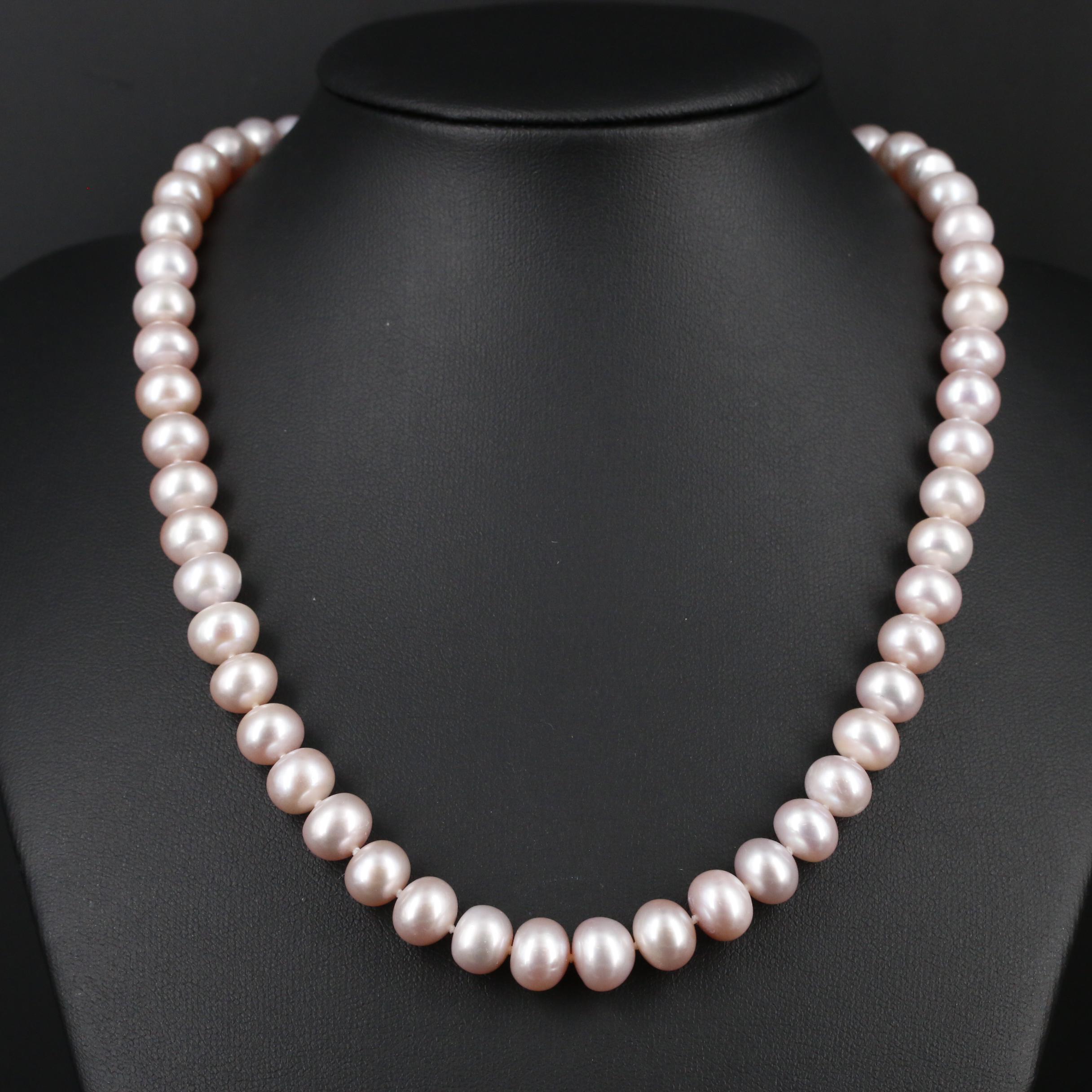 Hand Knotted Pink Cultured Pearl Strand Necklace