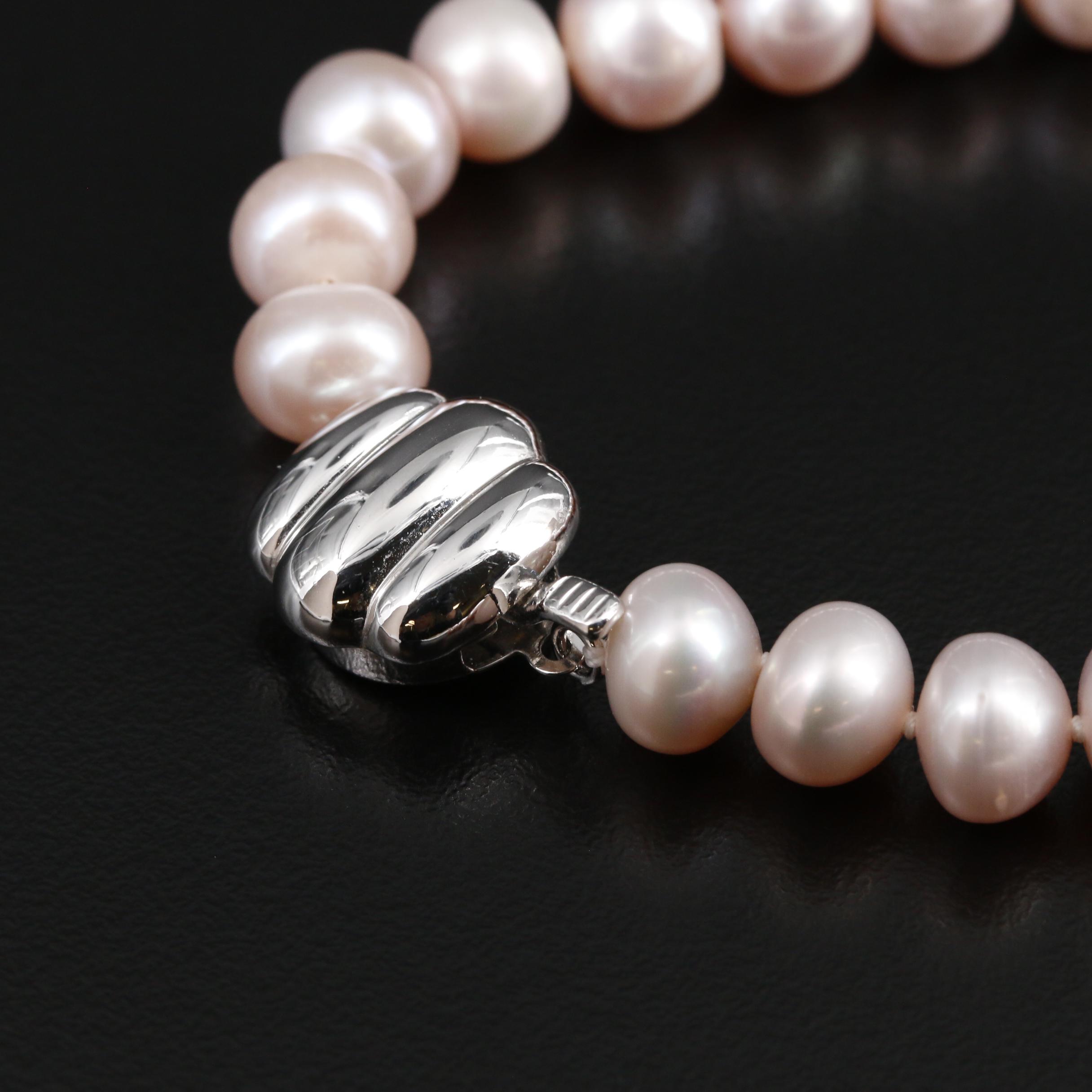 Hand Knotted Pink Cultured Pearl Strand Necklace