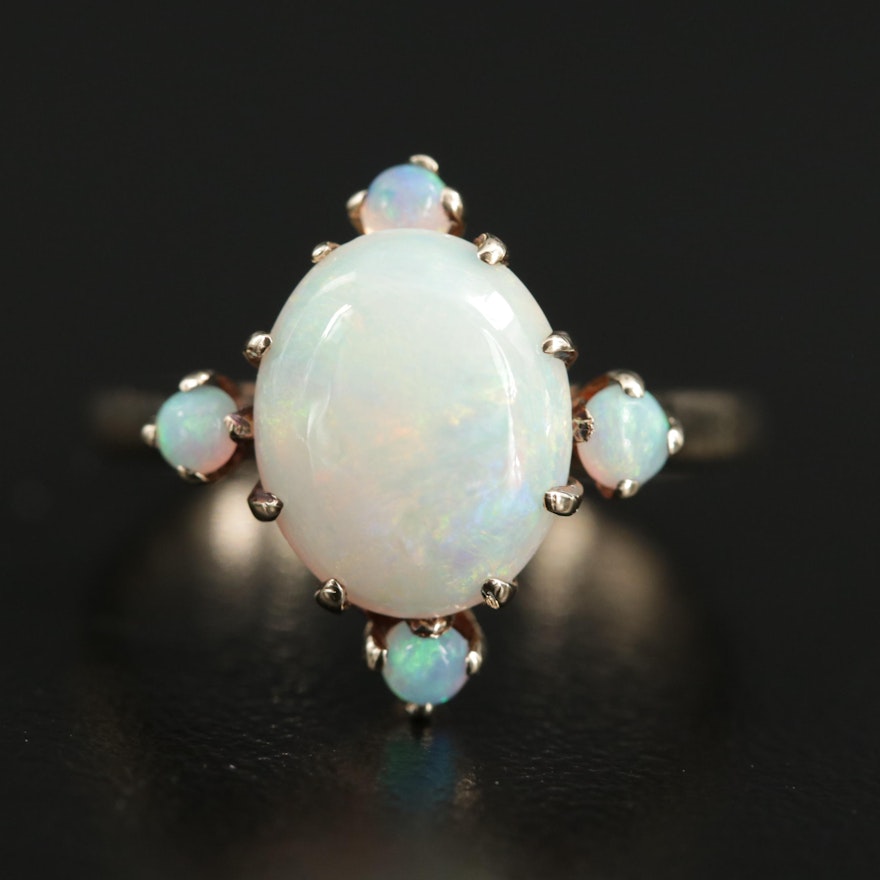 10K Gold Opal Cabochon Ring