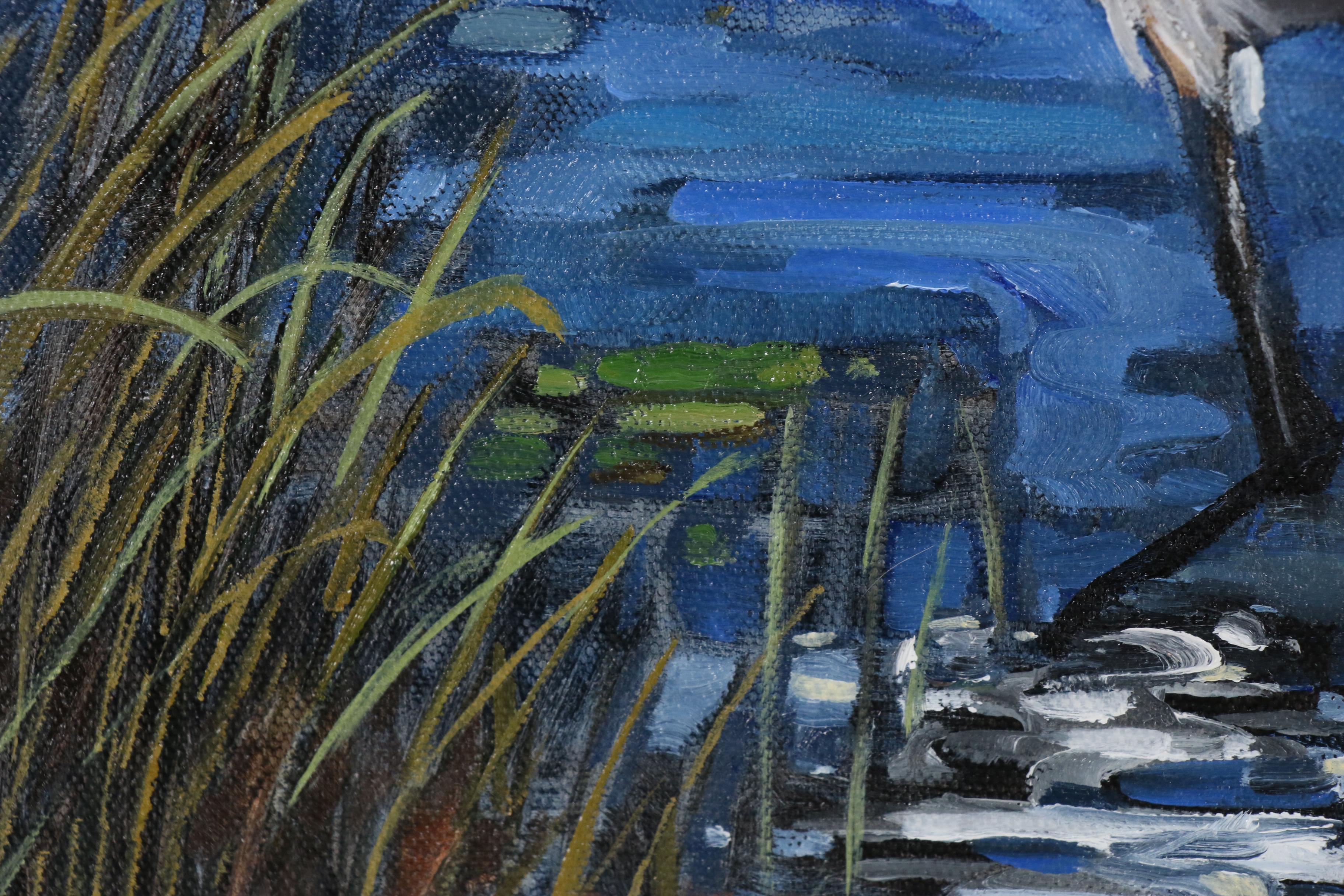 Monica Cascio Oil Painting "Egret in Azure No. 2"