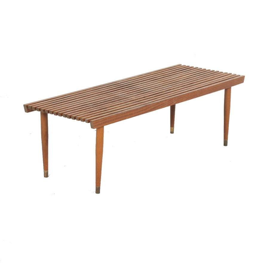 Mid Century Modern Slatted Wood Bench or Low Table in the Style of George Nelson