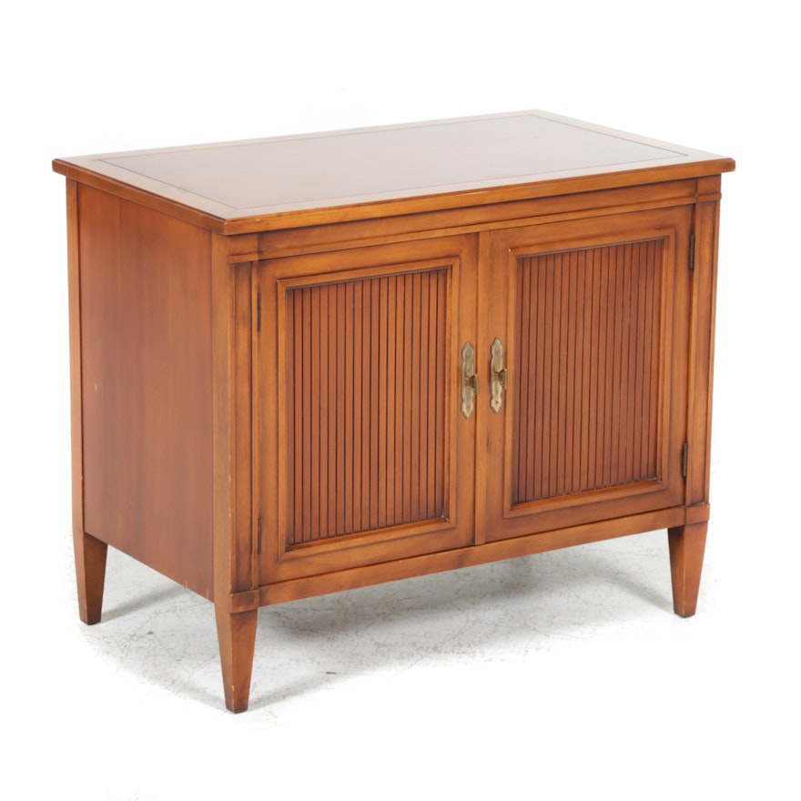 Pecan Finish Neoclassical Style Side Cabinet, 1970s