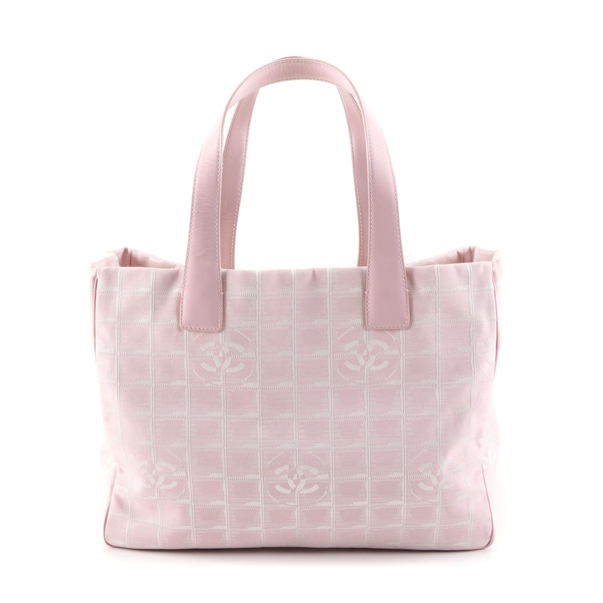 Chanel Travel Line Tote Bag in Pink CC Logo Nylon and Leather