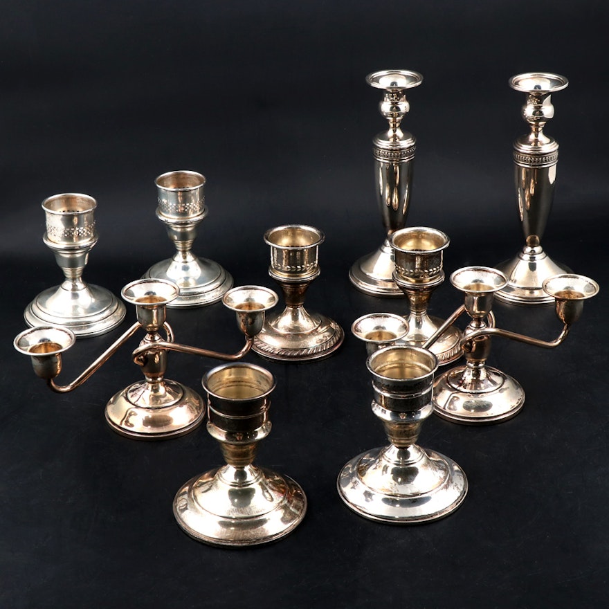 Elgin and Other Weighted Sterling Silver Candlesticks