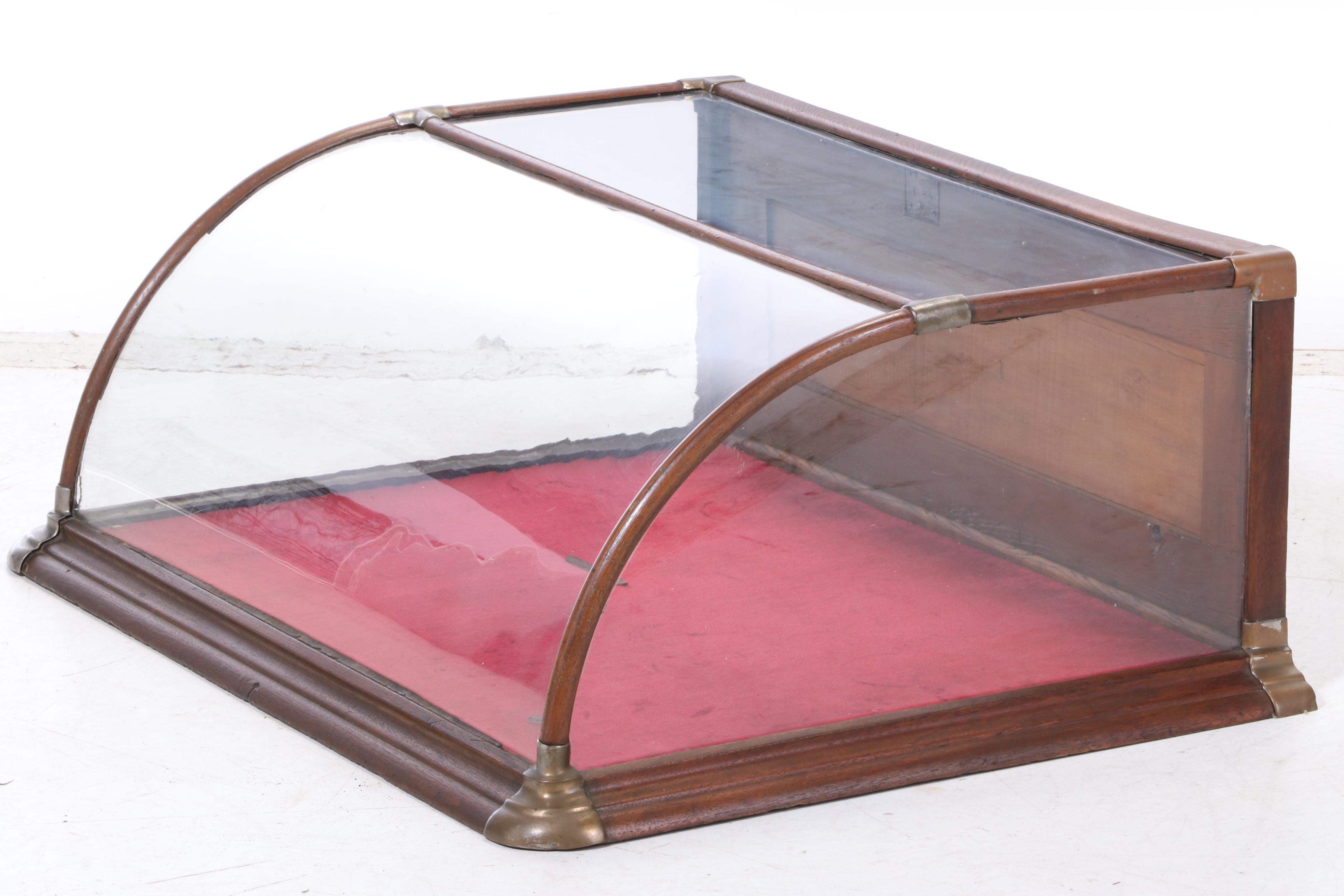 Late Victorian Walnut and Curved Glass Country Store Countertop Display Case