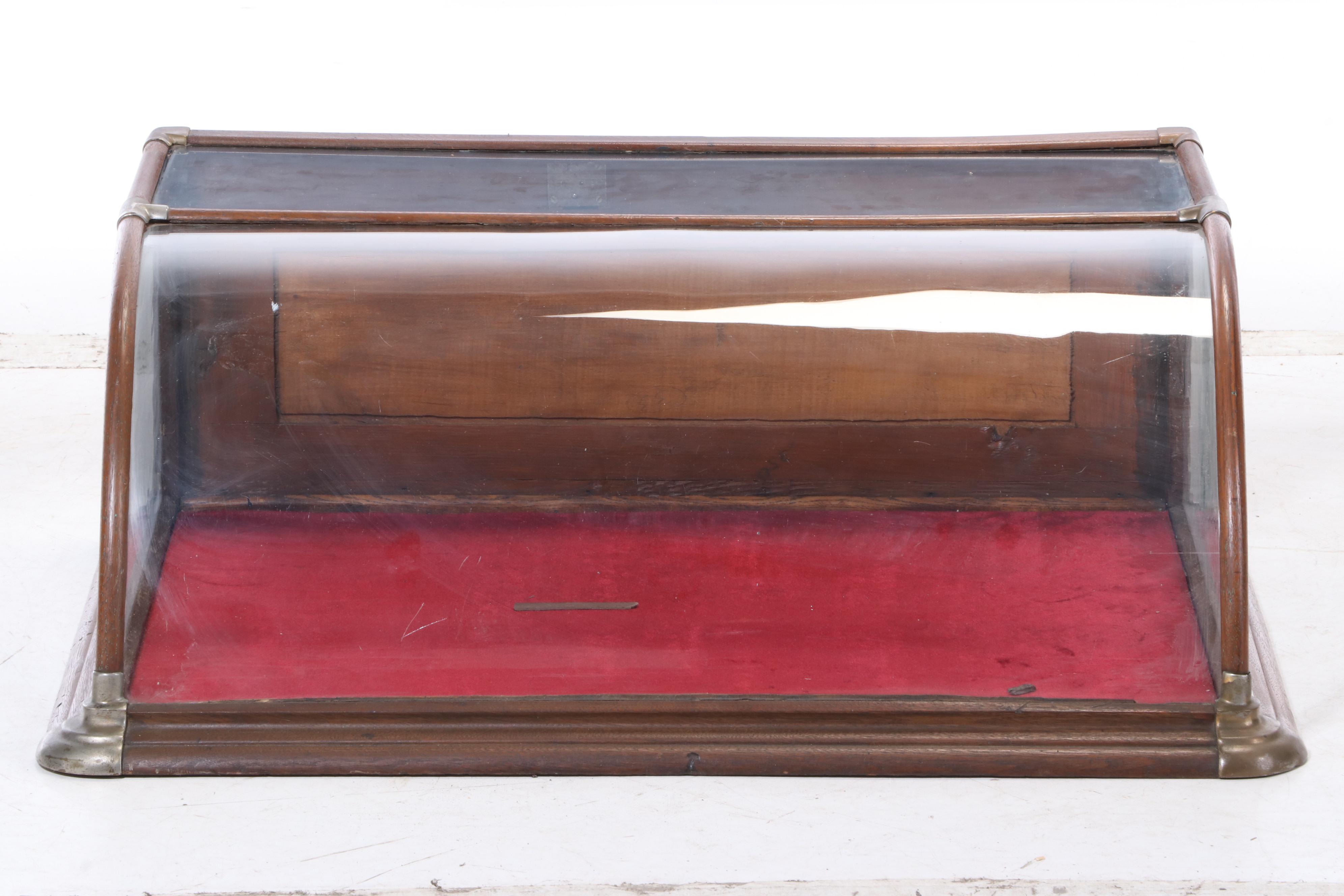 Late Victorian Walnut and Curved Glass Country Store Countertop Display Case