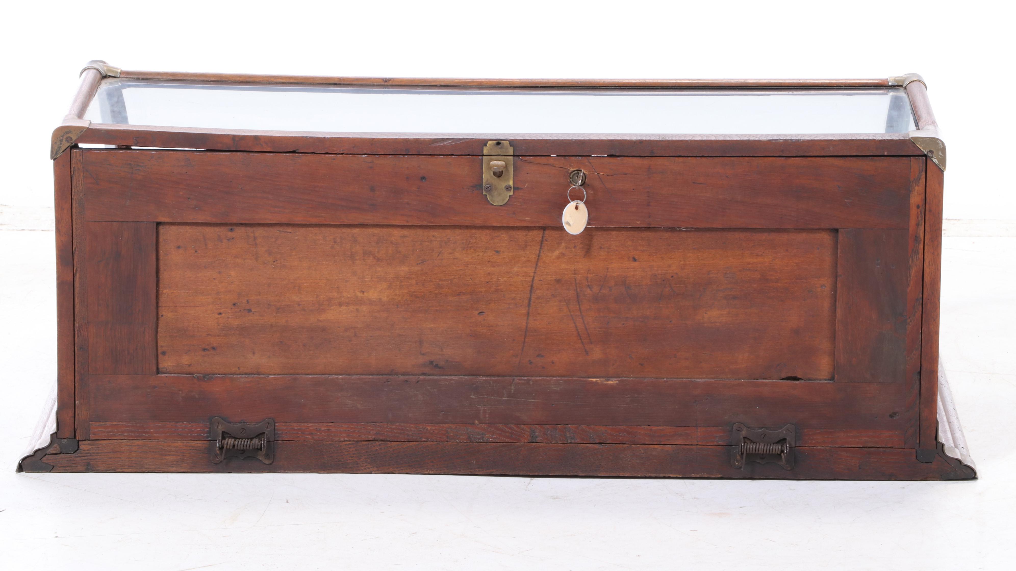 Late Victorian Walnut and Curved Glass Country Store Countertop Display Case