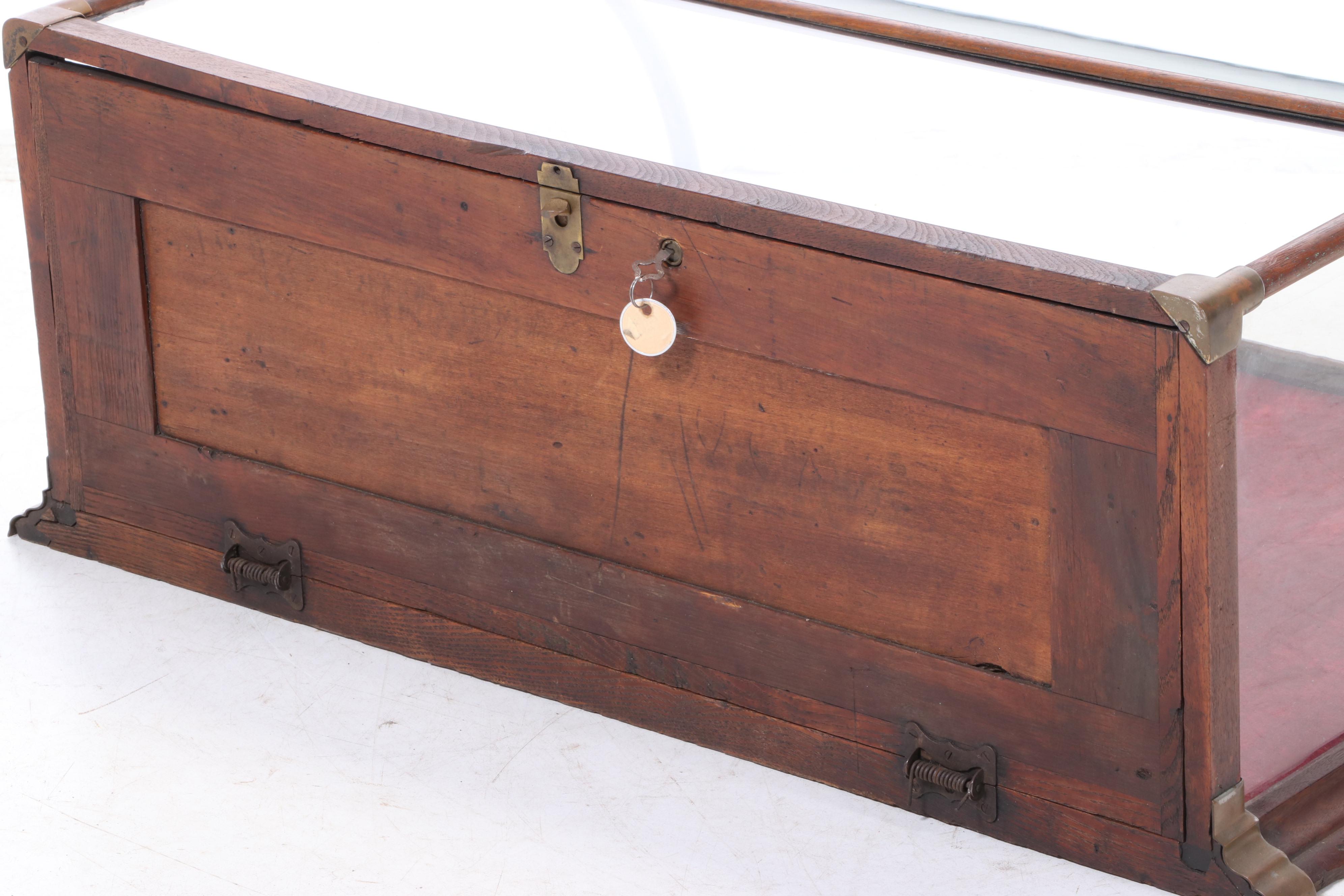 Late Victorian Walnut and Curved Glass Country Store Countertop Display Case