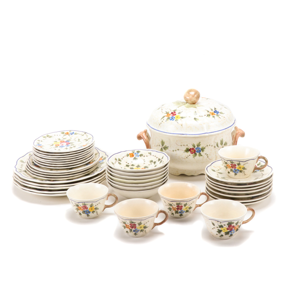 Longchamp "Nemour" French Hand-Painted Ceramic Dinnerware