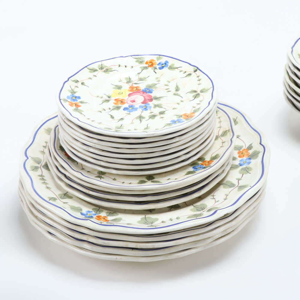 Longchamp "Nemour" French Hand-Painted Ceramic Dinnerware