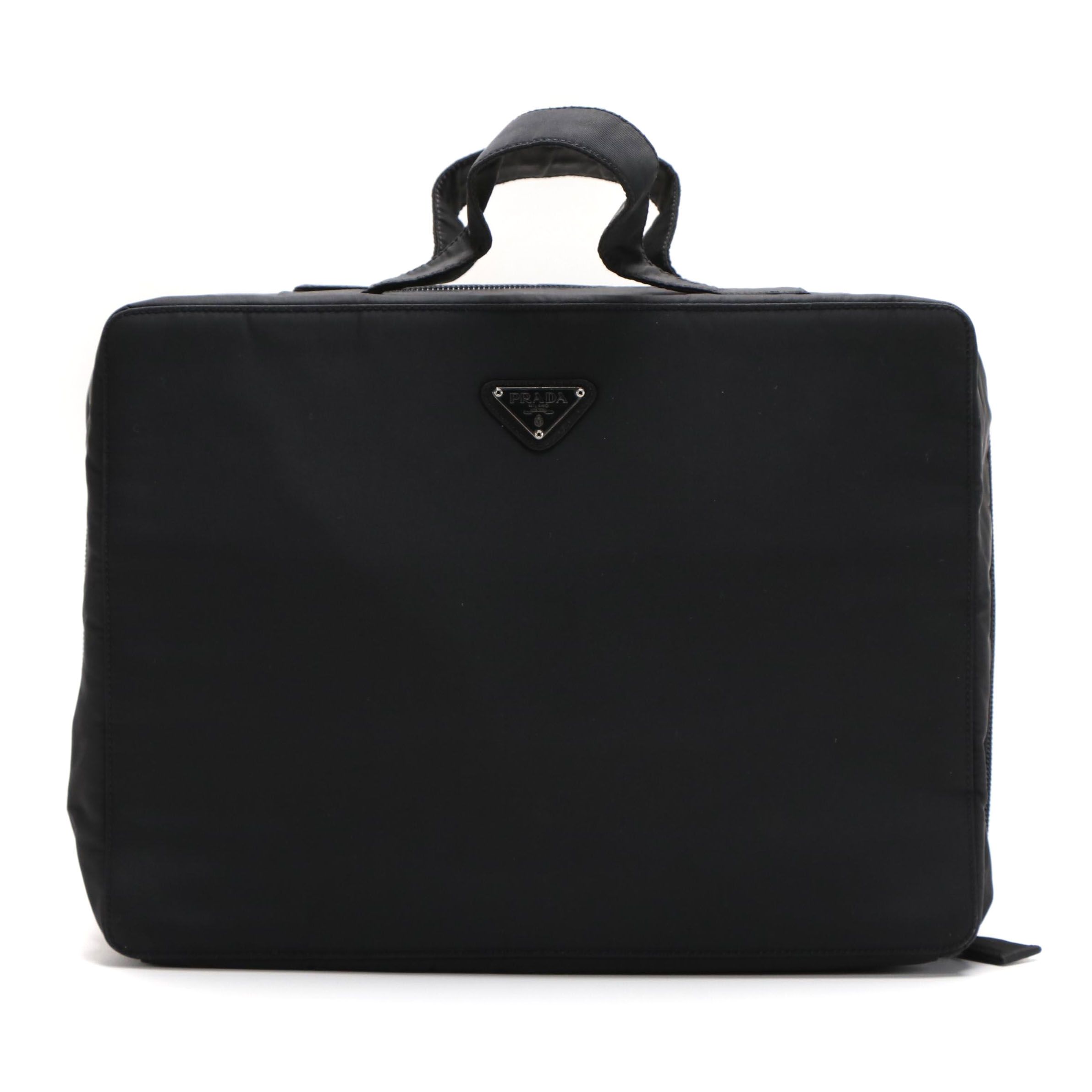 Prada Black Tessuto Nylon Top Handle Toiletry Bag